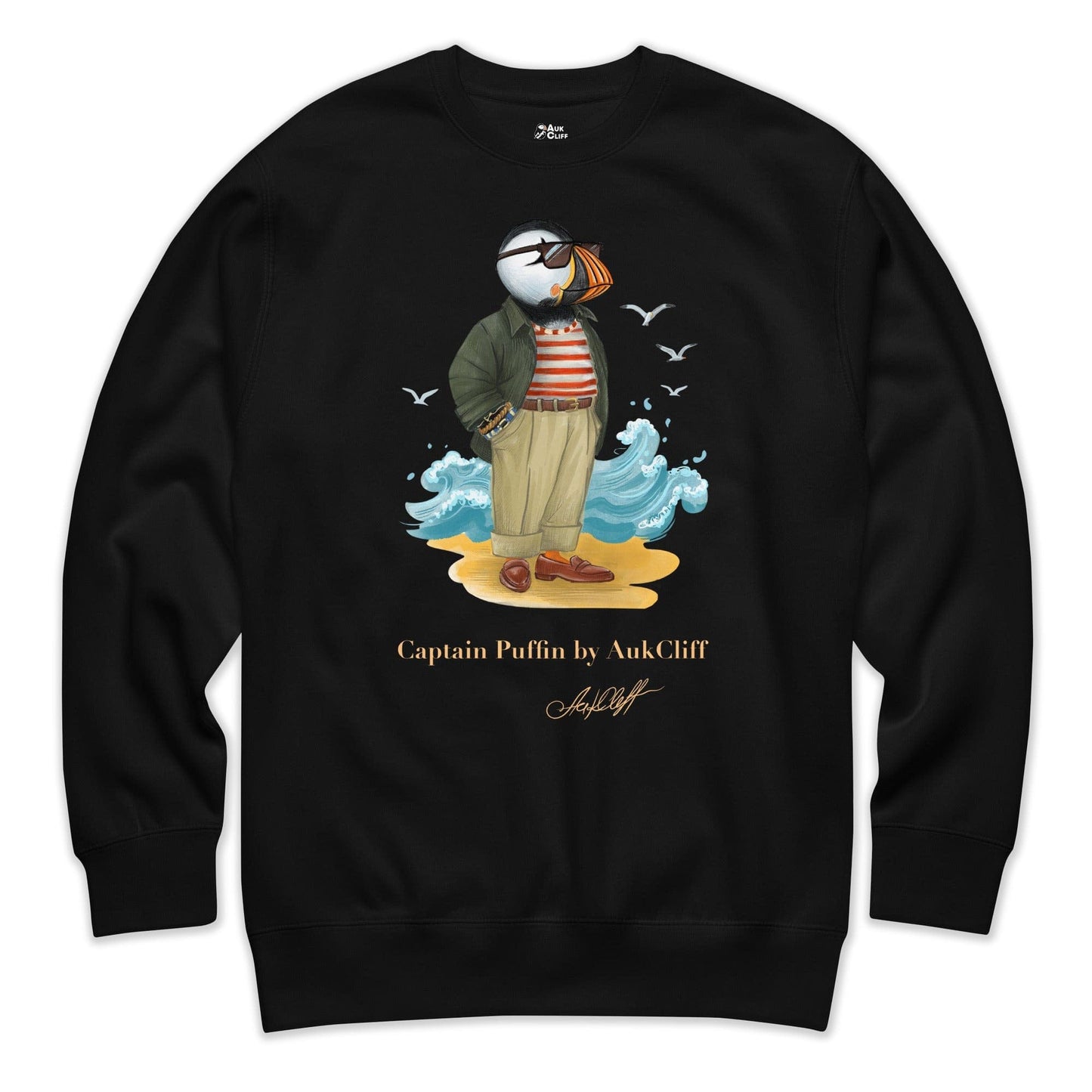 AukCliff Captain Puffin Sweatshirt Black / S Captain Puffin™ Coastal Wanderer Sweatshirt