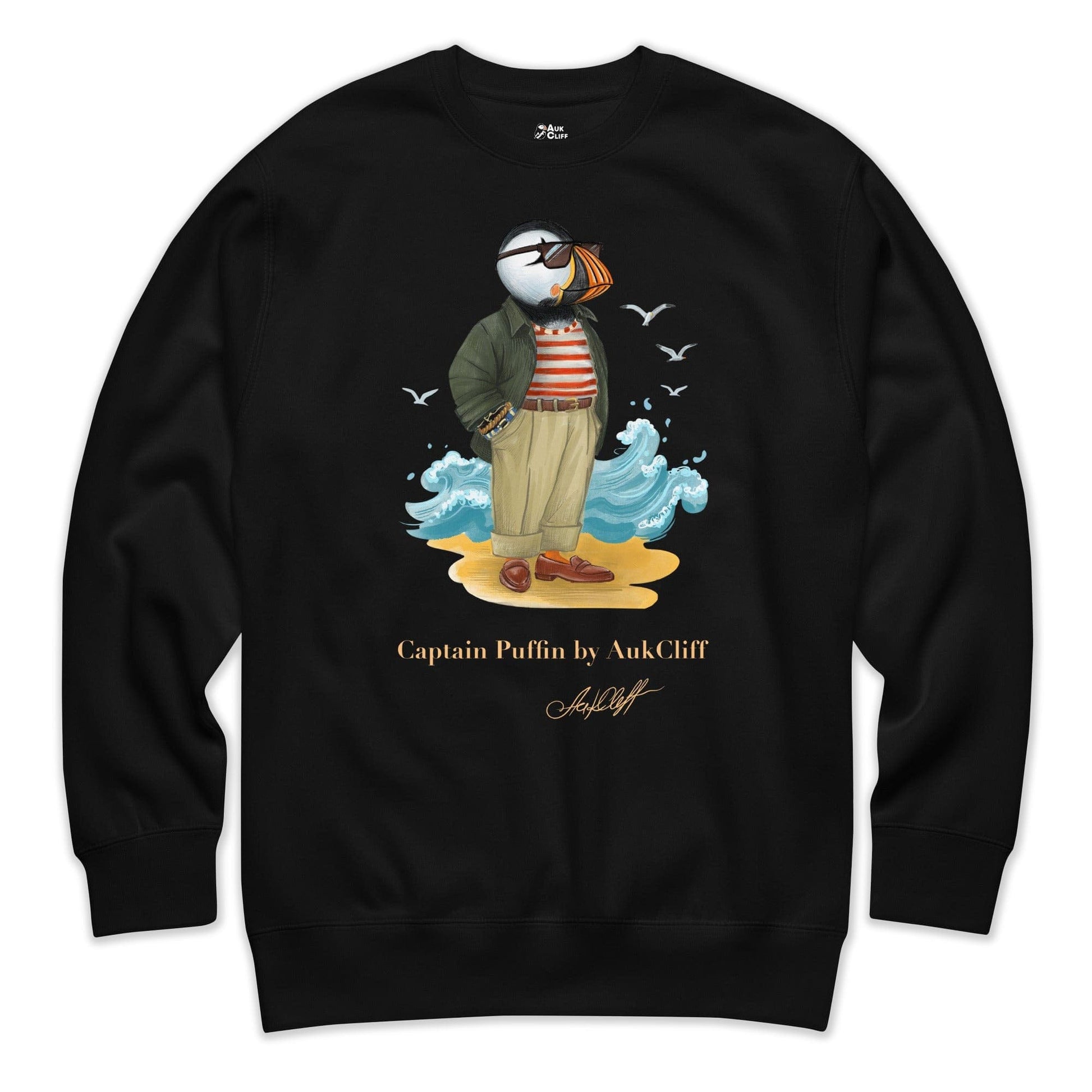 AukCliff Captain Puffin Sweatshirt Black / S Captain Puffin™ Coastal Wanderer Sweatshirt