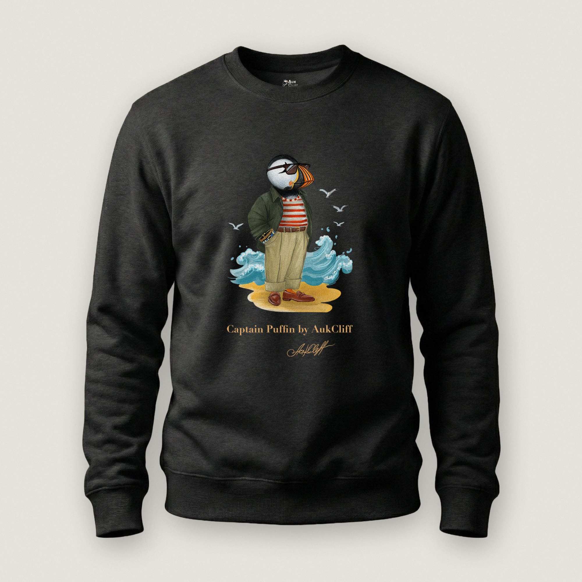 AukCliff Captain Puffin Sweatshirt Black / S Captain Puffin™ Coastal Wanderer Sweatshirt