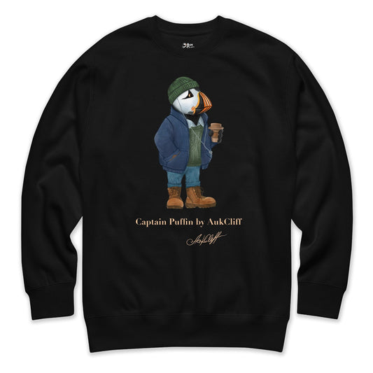 AukCliff Captain Puffin Sweatshirt Black / S Captain Puffin™ Coffeehouse Sweatshirt