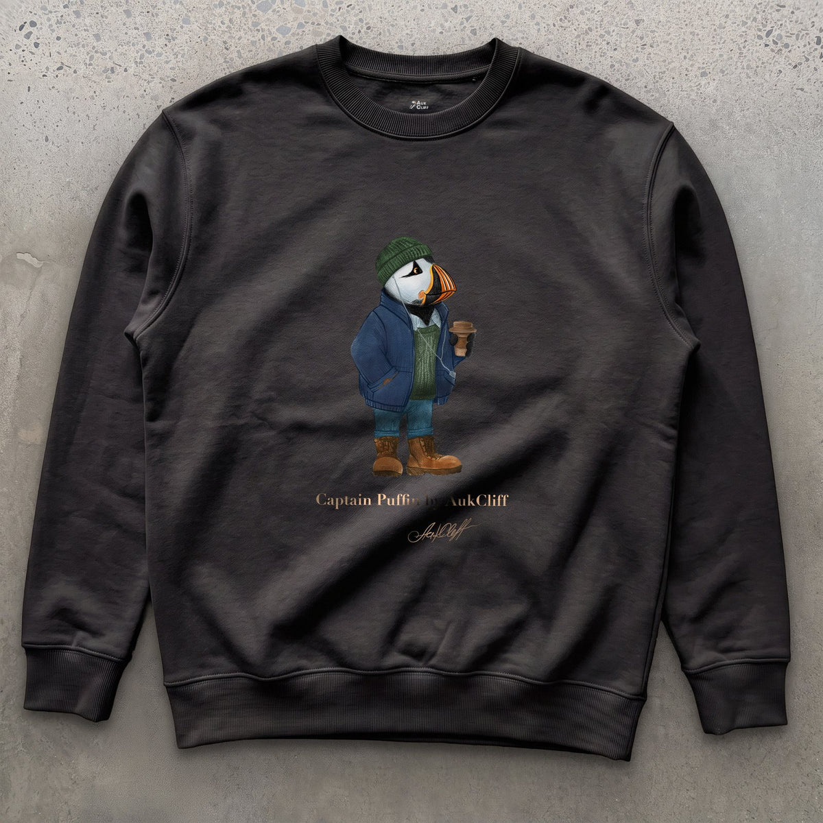 AukCliff Captain Puffin Sweatshirt Black / S Captain Puffin™ Coffeehouse Sweatshirt