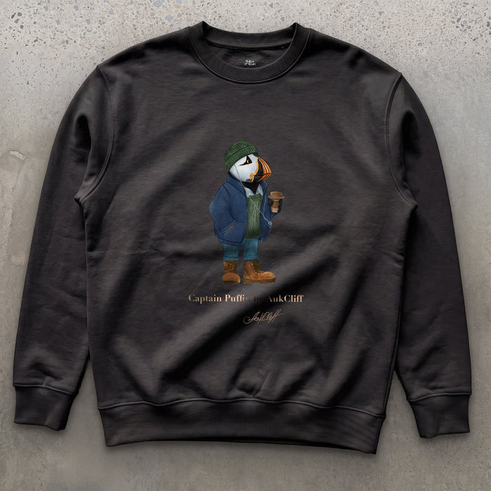 AukCliff Captain Puffin Sweatshirt Black / S Captain Puffin™ Coffeehouse Sweatshirt