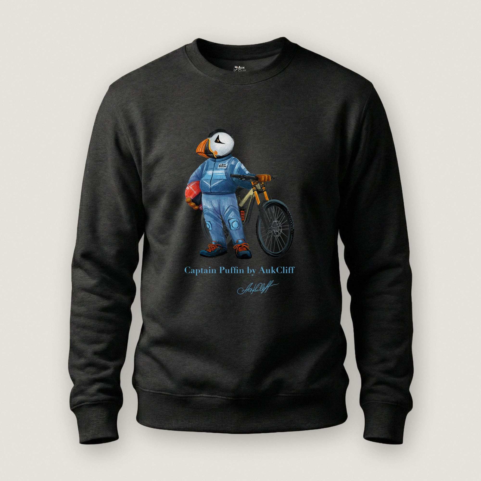 AukCliff Captain Puffin Sweatshirt Black / S Captain Puffin™ Downhill Mountain Biker Sweatshirt