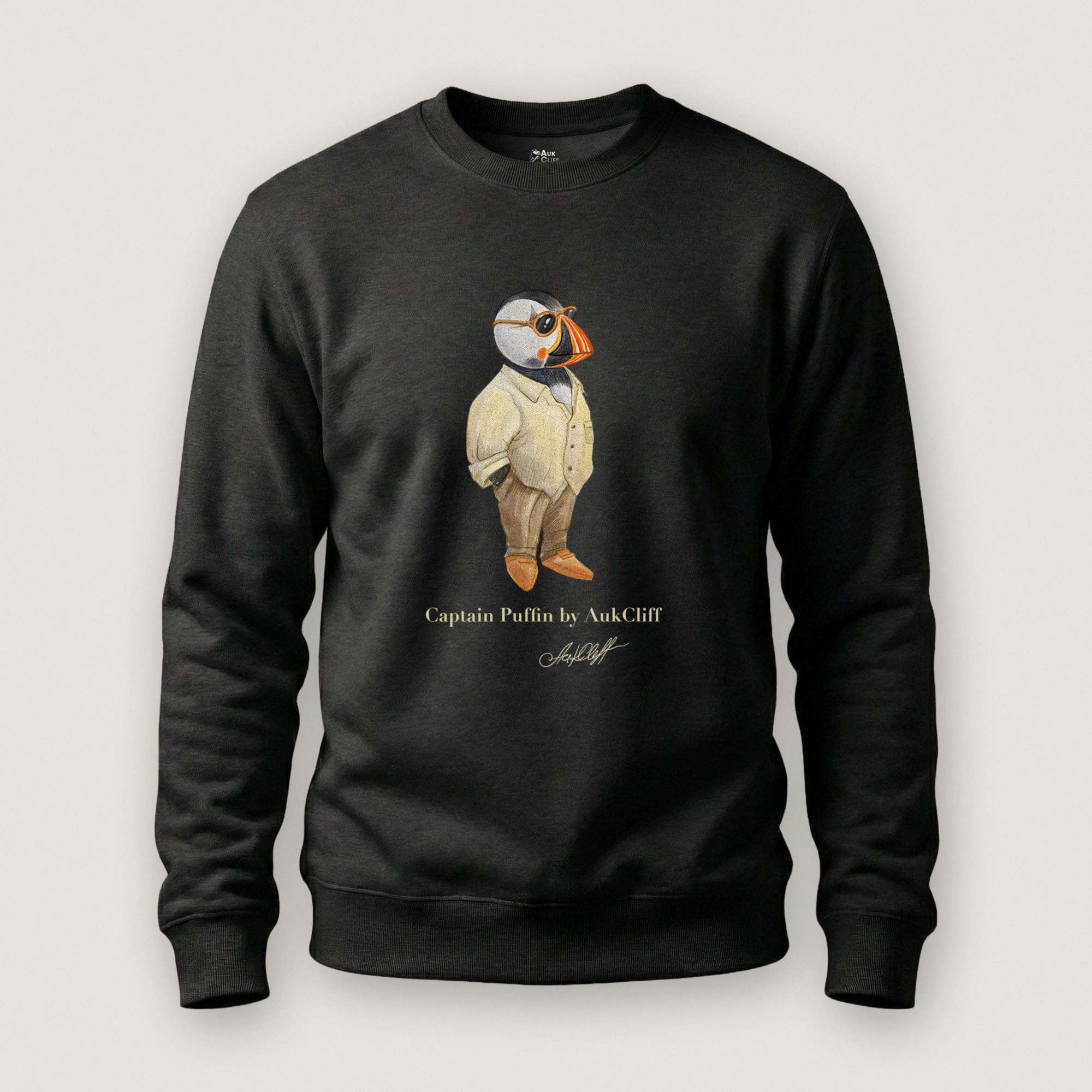 AukCliff Captain Puffin Sweatshirt Black / S Captain Puffin™ Fashion Explorer Sweatshirt