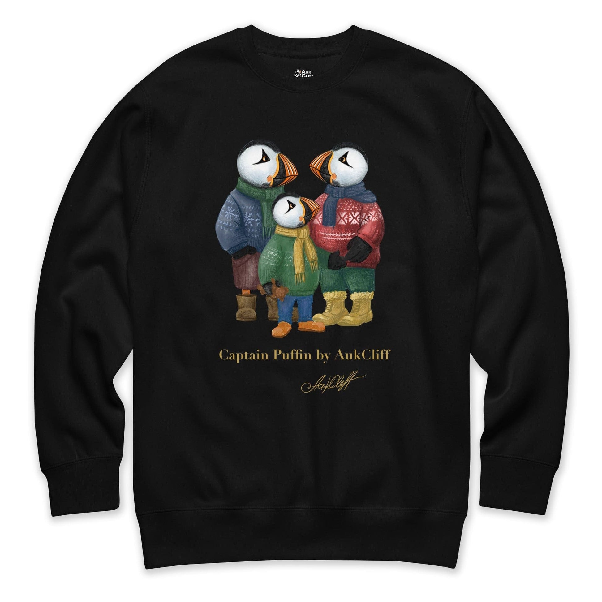 AukCliff Captain Puffin Sweatshirt Black / S Captain Puffin™ “Festive Family” Sweatshirt