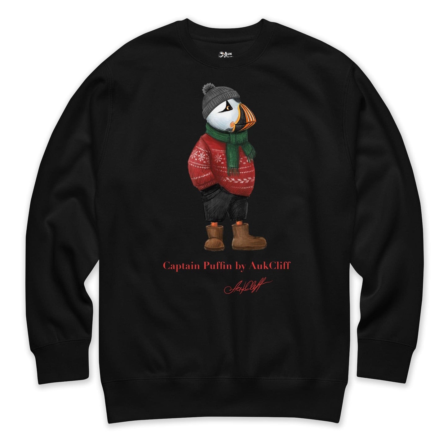 AukCliff Captain Puffin Sweatshirt Black / S Captain Puffin™ “Festive Puffin” Sweatshirt