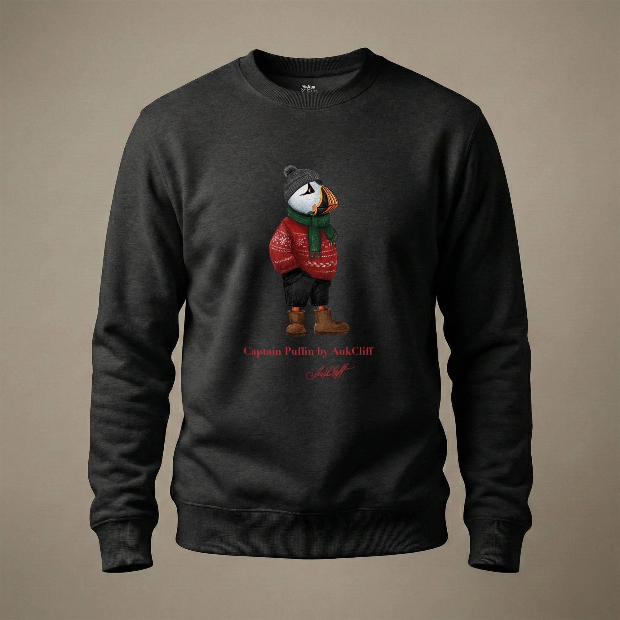 AukCliff Captain Puffin Sweatshirt Black / S Captain Puffin™ “Festive Puffin” Sweatshirt