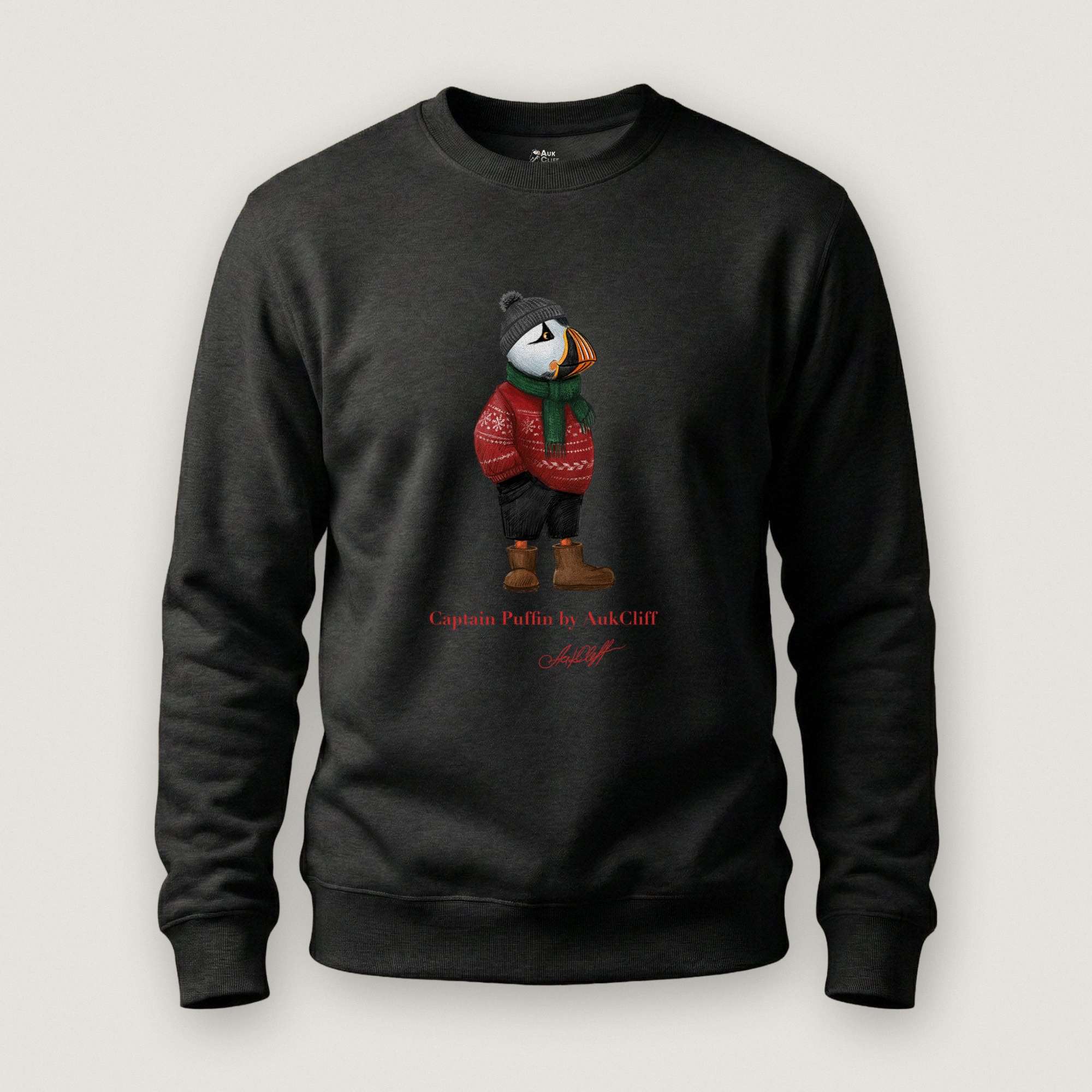 AukCliff Captain Puffin Sweatshirt Black / S Captain Puffin™ “Festive Puffin” Sweatshirt