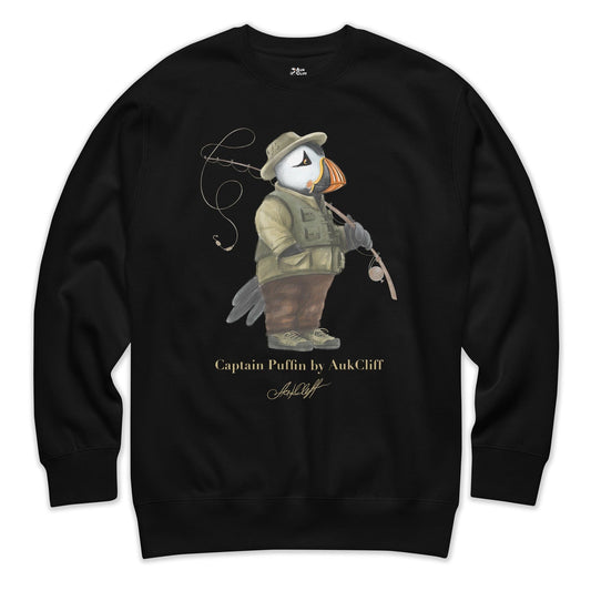 AukCliff Captain Puffin Sweatshirt Black / S Captain Puffin™ Fly Fisherman Sweatshirt