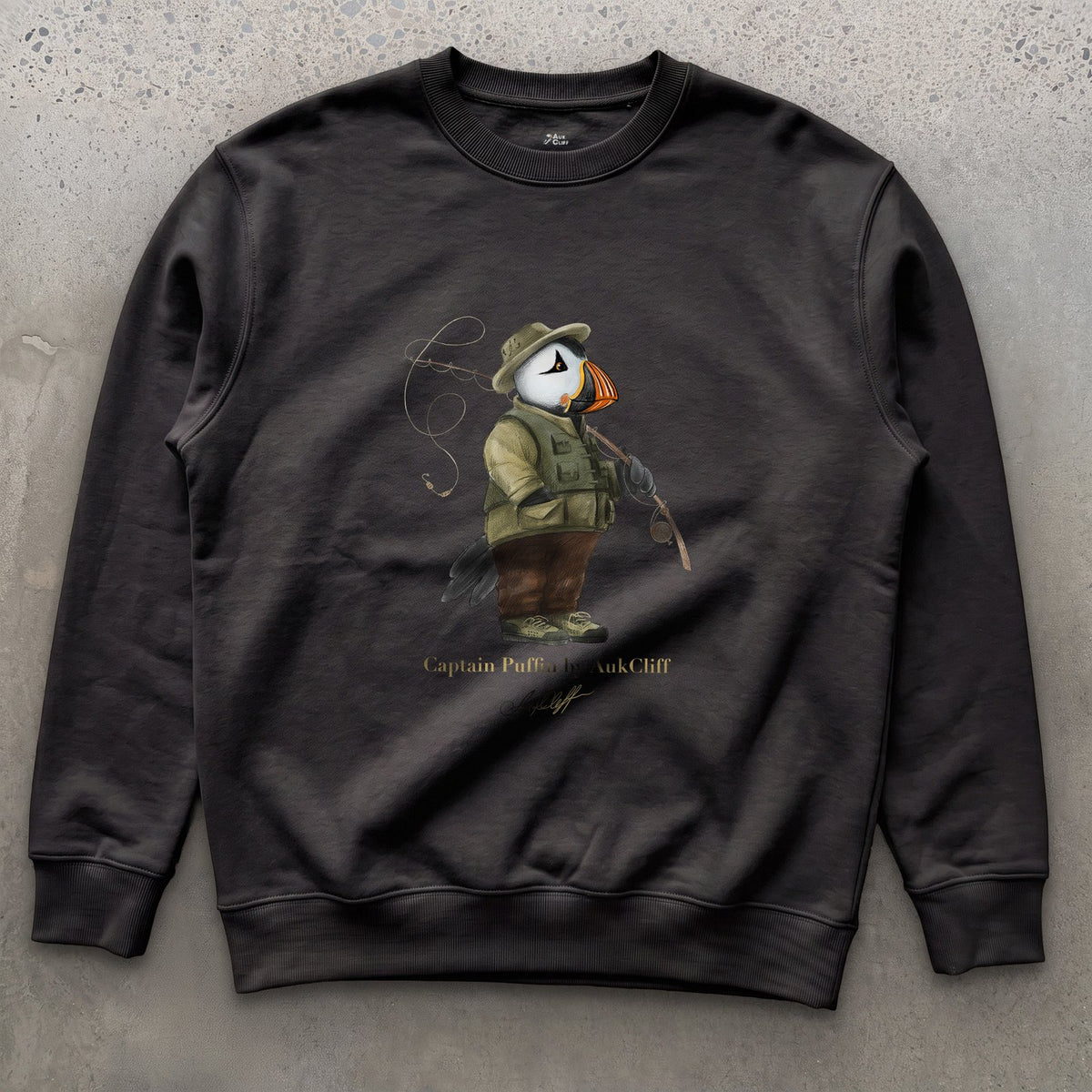 AukCliff Captain Puffin Sweatshirt Black / S Captain Puffin™ Fly Fisherman Sweatshirt