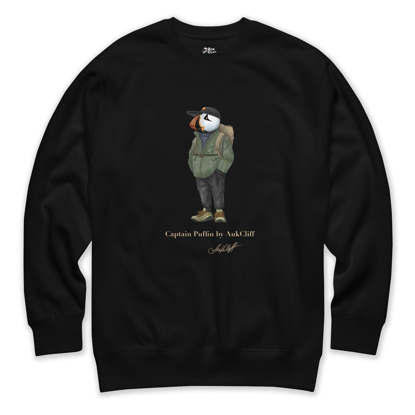 AukCliff® Captain Puffin Sweatshirt Black / S Captain Puffin “Japanese Trail Walker” Sweatshirt