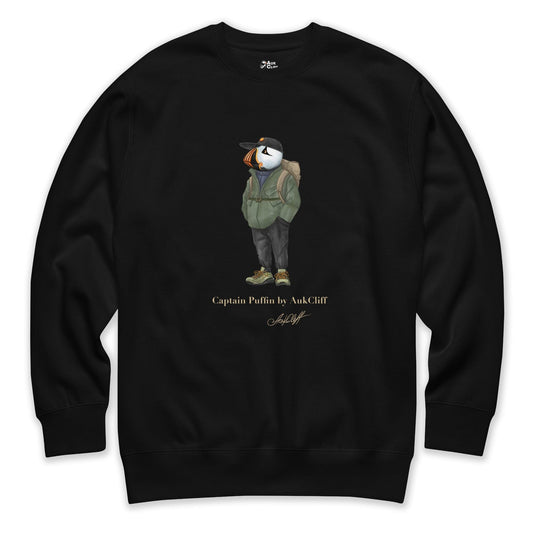 AukCliff® Captain Puffin Sweatshirt Black / S Captain Puffin “Japanese Trail Walker” Sweatshirt