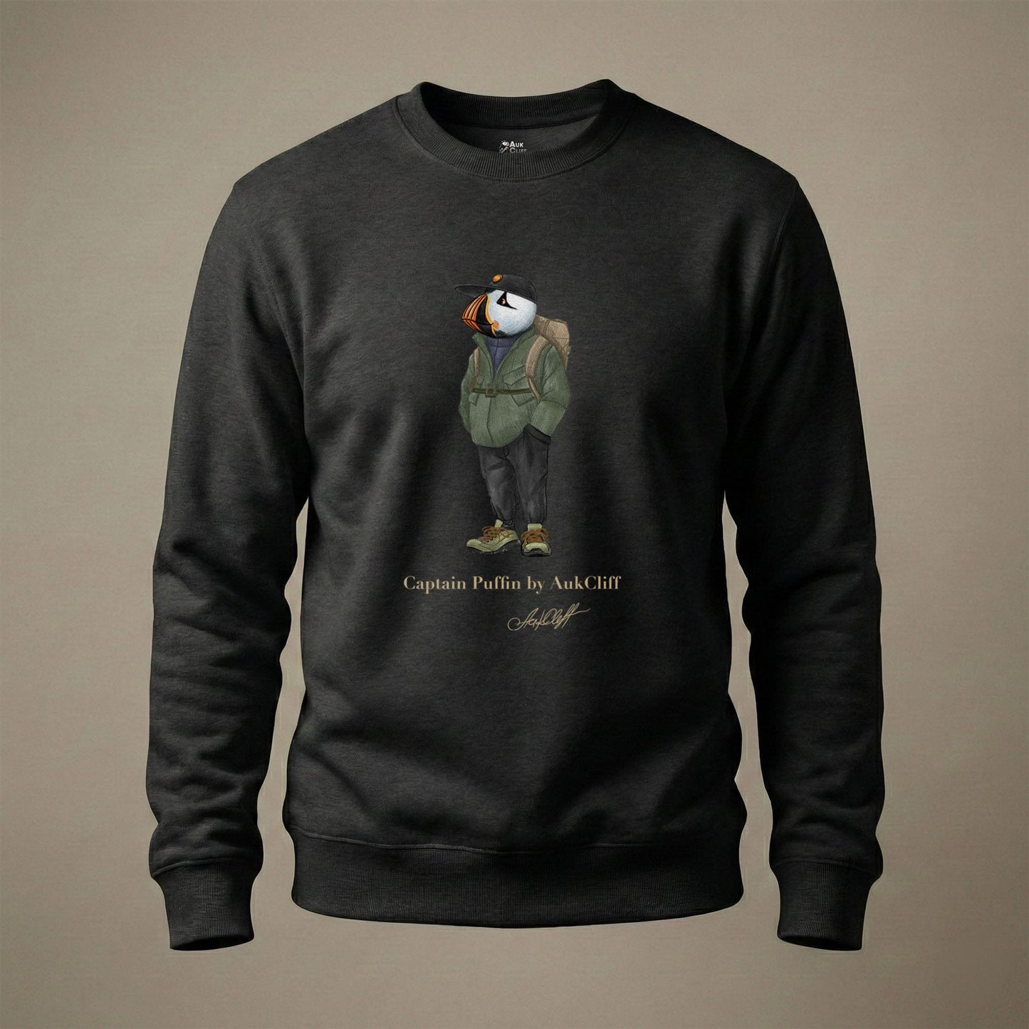 AukCliff® Captain Puffin Sweatshirt Black / S Captain Puffin “Japanese Trail Walker” Sweatshirt