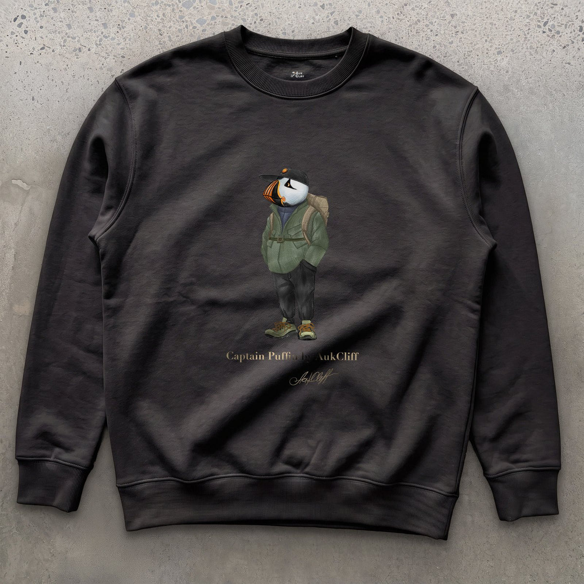 AukCliff® Captain Puffin Sweatshirt Black / S Captain Puffin “Japanese Trail Walker” Sweatshirt