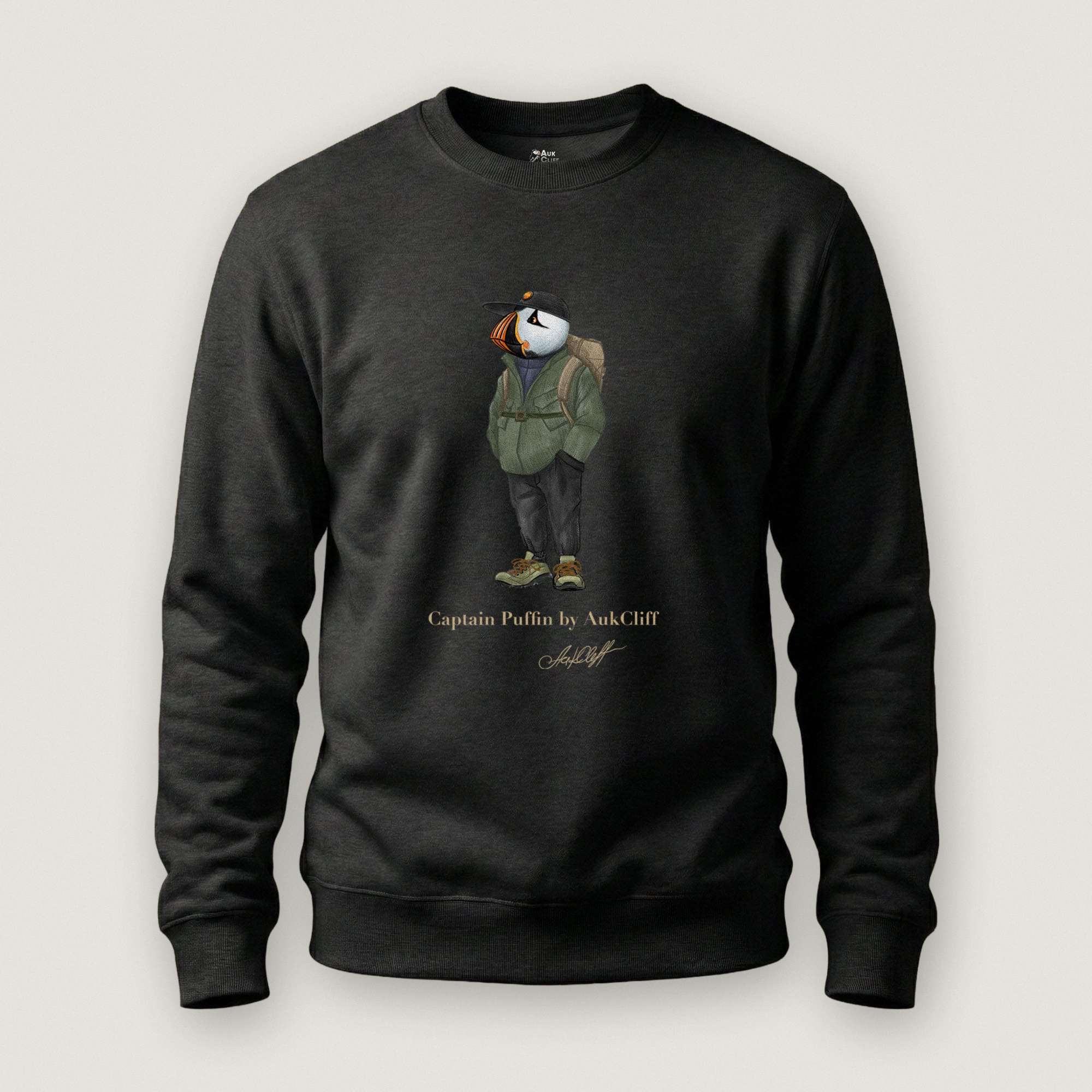 AukCliff® Captain Puffin Sweatshirt Black / S Captain Puffin “Japanese Trail Walker” Sweatshirt