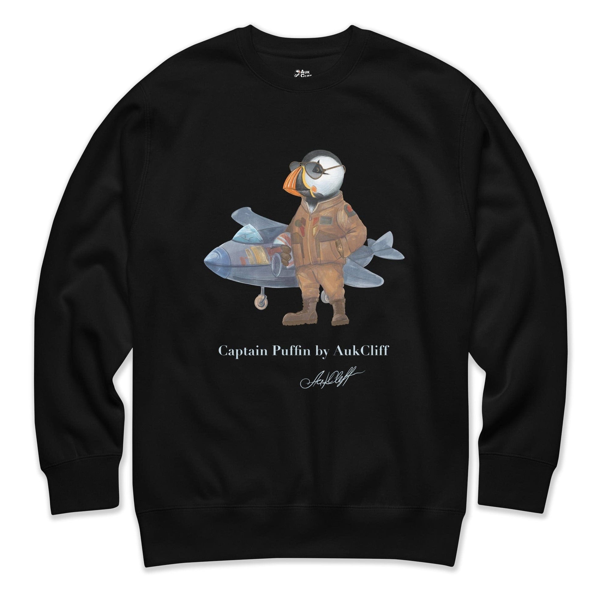 AukCliff Captain Puffin Sweatshirt Black / S Captain Puffin™ Jet Pilot Sweatshirt