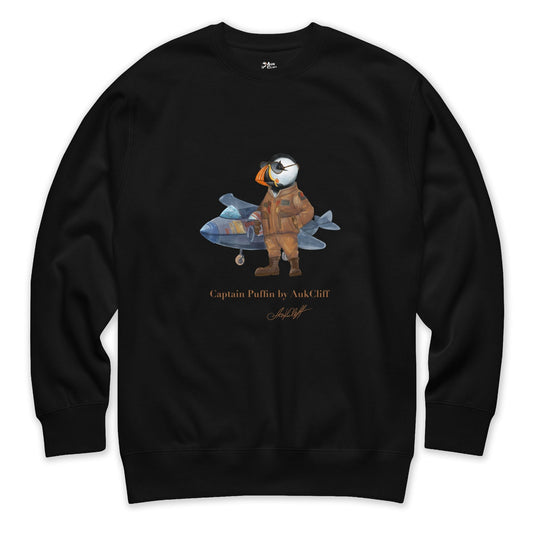AukCliff Captain Puffin Sweatshirt Black / S Captain Puffin™ Jet Pilot Sweatshirt
