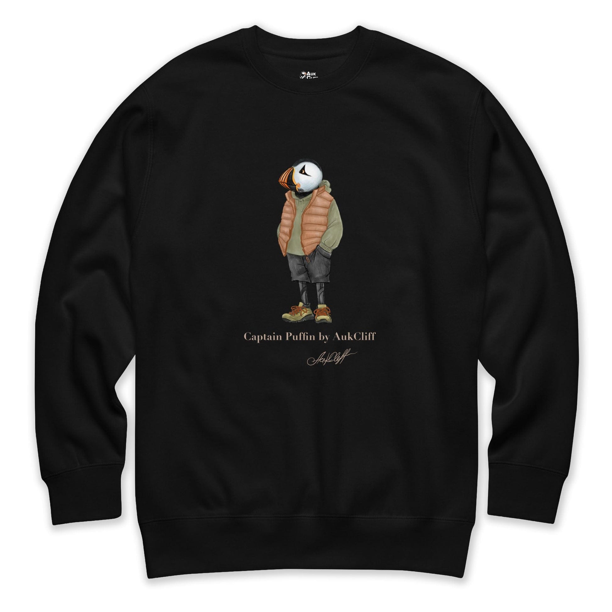 AukCliff® Captain Puffin Sweatshirt Black / S Captain Puffin “New Zealand Tramper” Sweatshirt