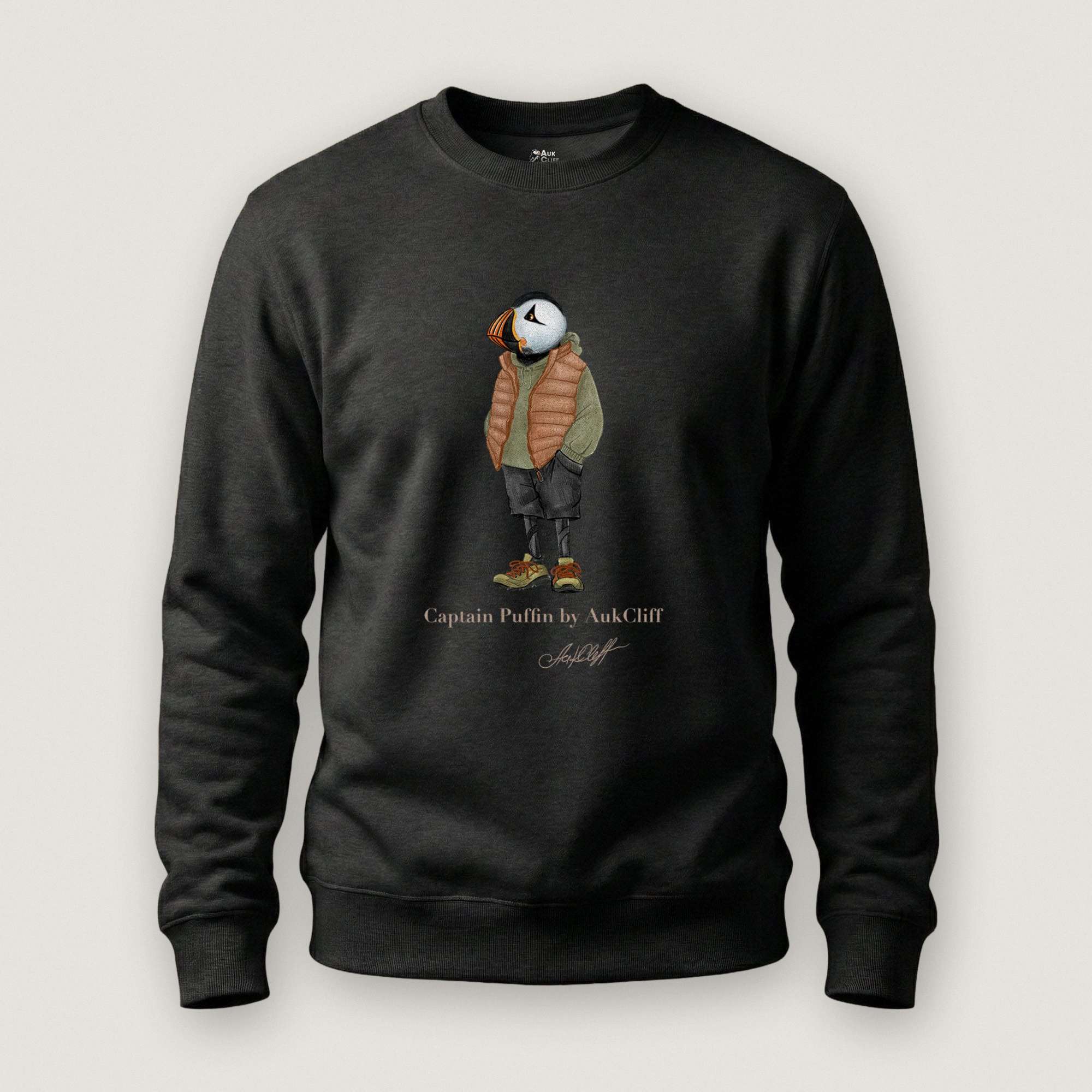 AukCliff® Captain Puffin Sweatshirt Black / S Captain Puffin “New Zealand Tramper” Sweatshirt