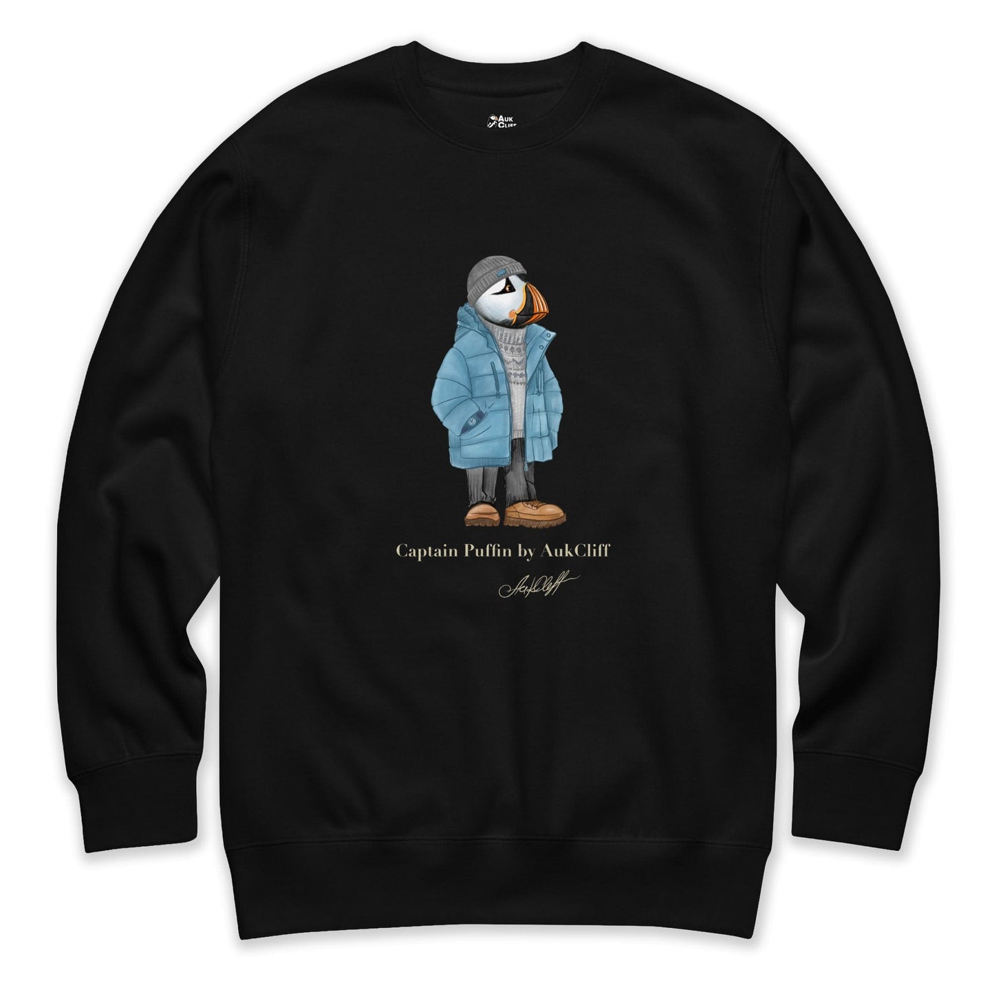 AukCliff® Captain Puffin Sweatshirt Black / S Captain Puffin “Nordic Wayfarer” Sweatshirt