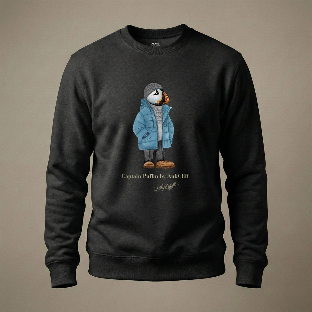 AukCliff® Captain Puffin Sweatshirt Black / S Captain Puffin “Nordic Wayfarer” Sweatshirt