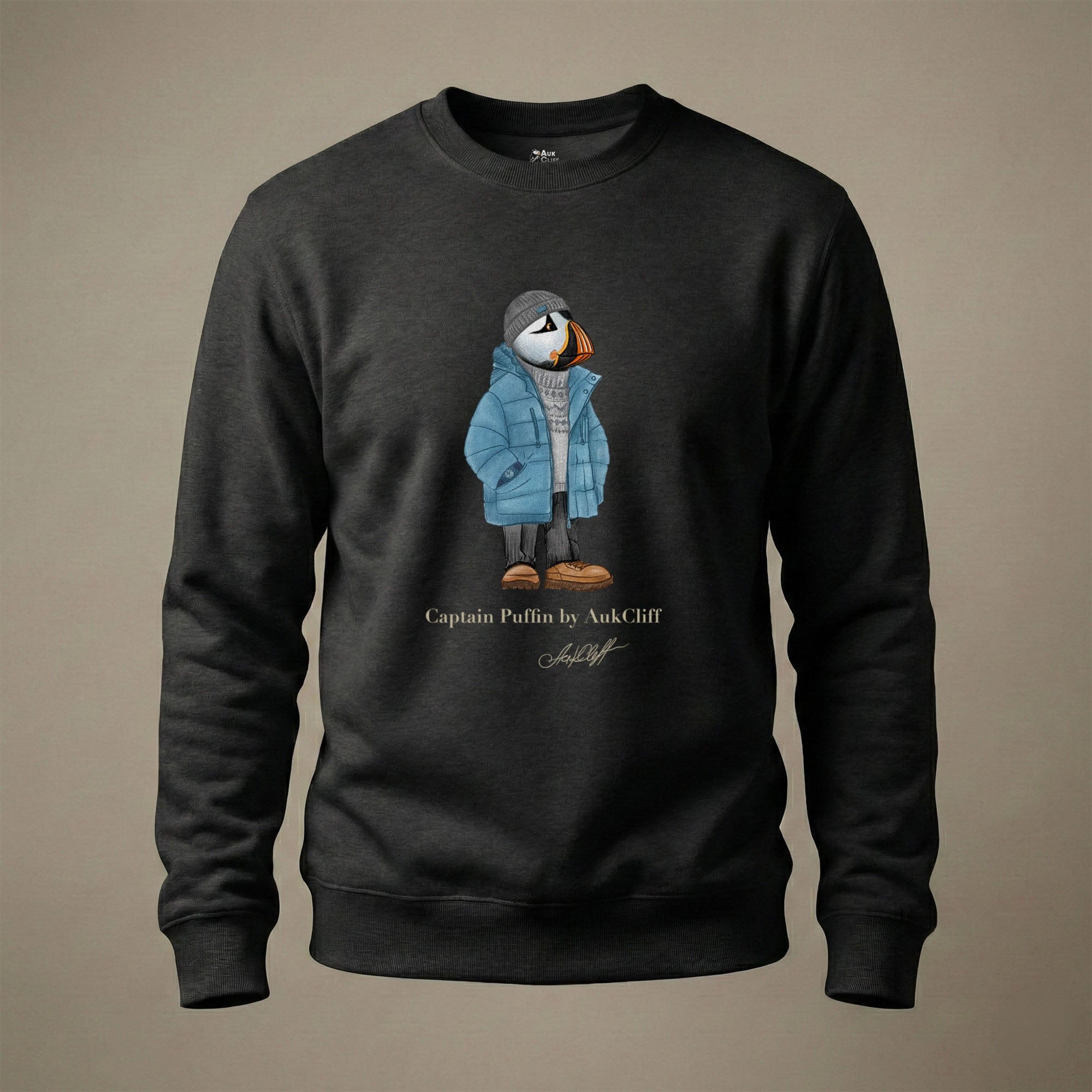 AukCliff® Captain Puffin Sweatshirt Black / S Captain Puffin “Nordic Wayfarer” Sweatshirt