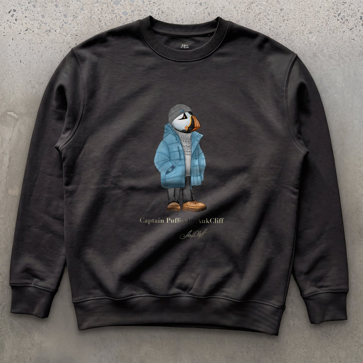 AukCliff® Captain Puffin Sweatshirt Black / S Captain Puffin “Nordic Wayfarer” Sweatshirt