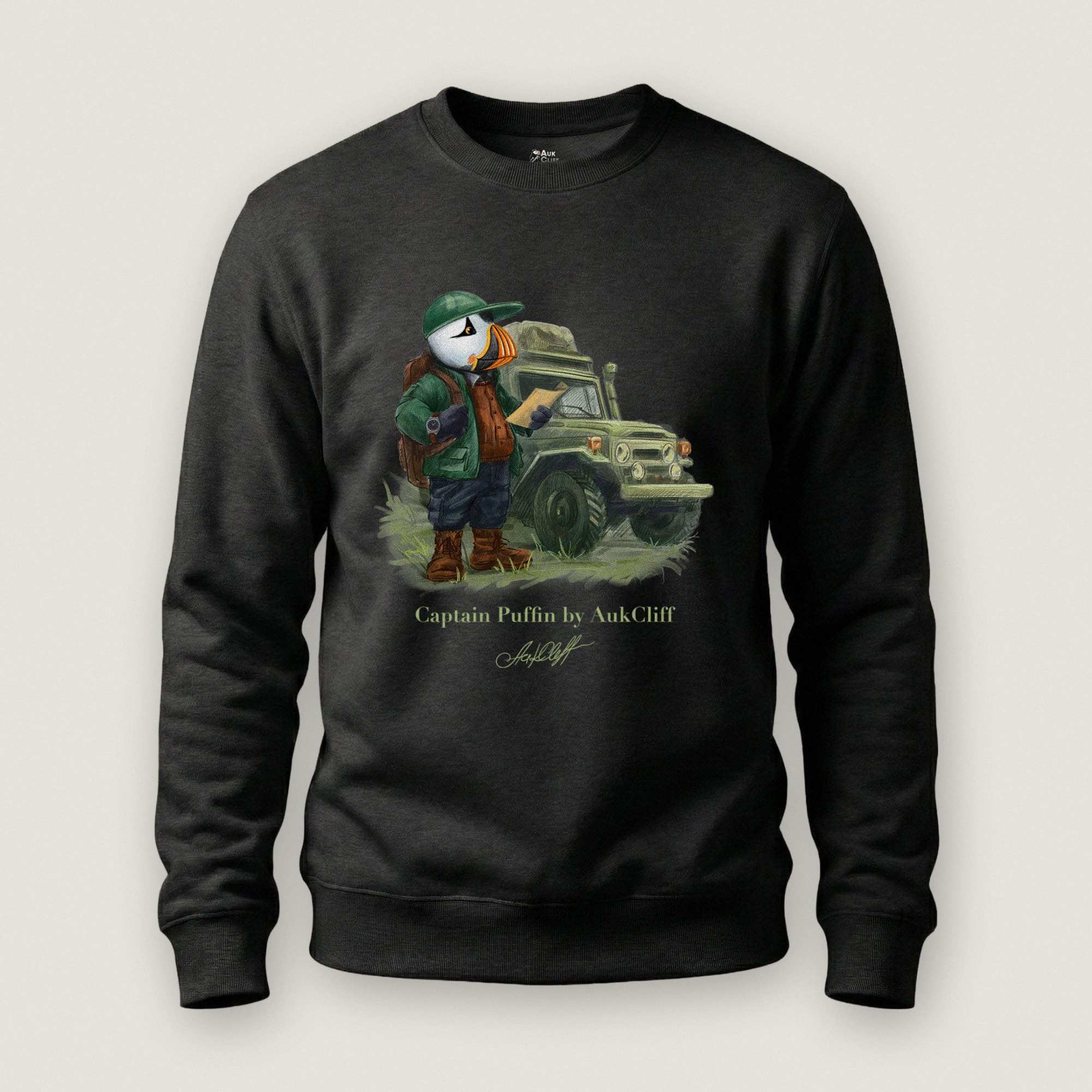 AukCliff Captain Puffin Sweatshirt Black / S Captain Puffin™ Overland Explorer Sweatshirt