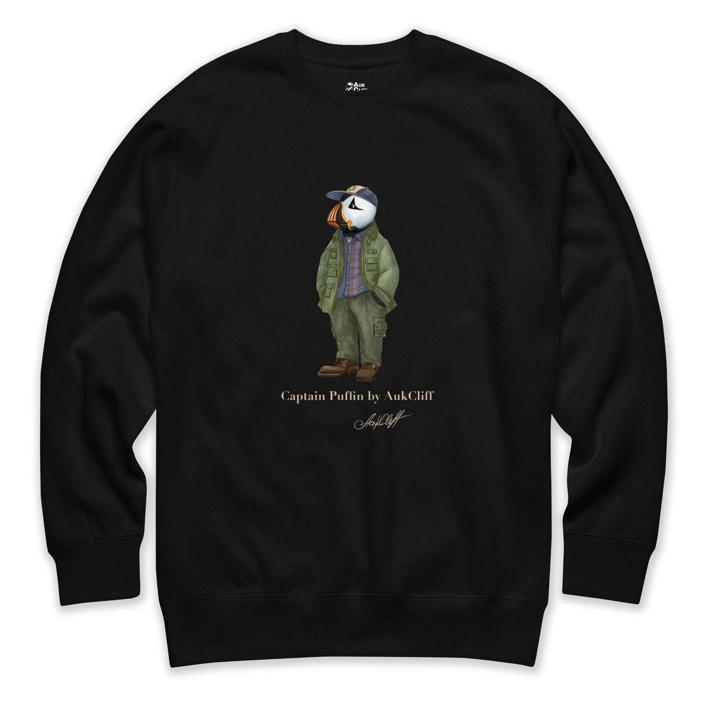 AukCliff® Captain Puffin Sweatshirt Black / S Captain Puffin “Pacific Northwest Trailkeeper” Sweatshirt