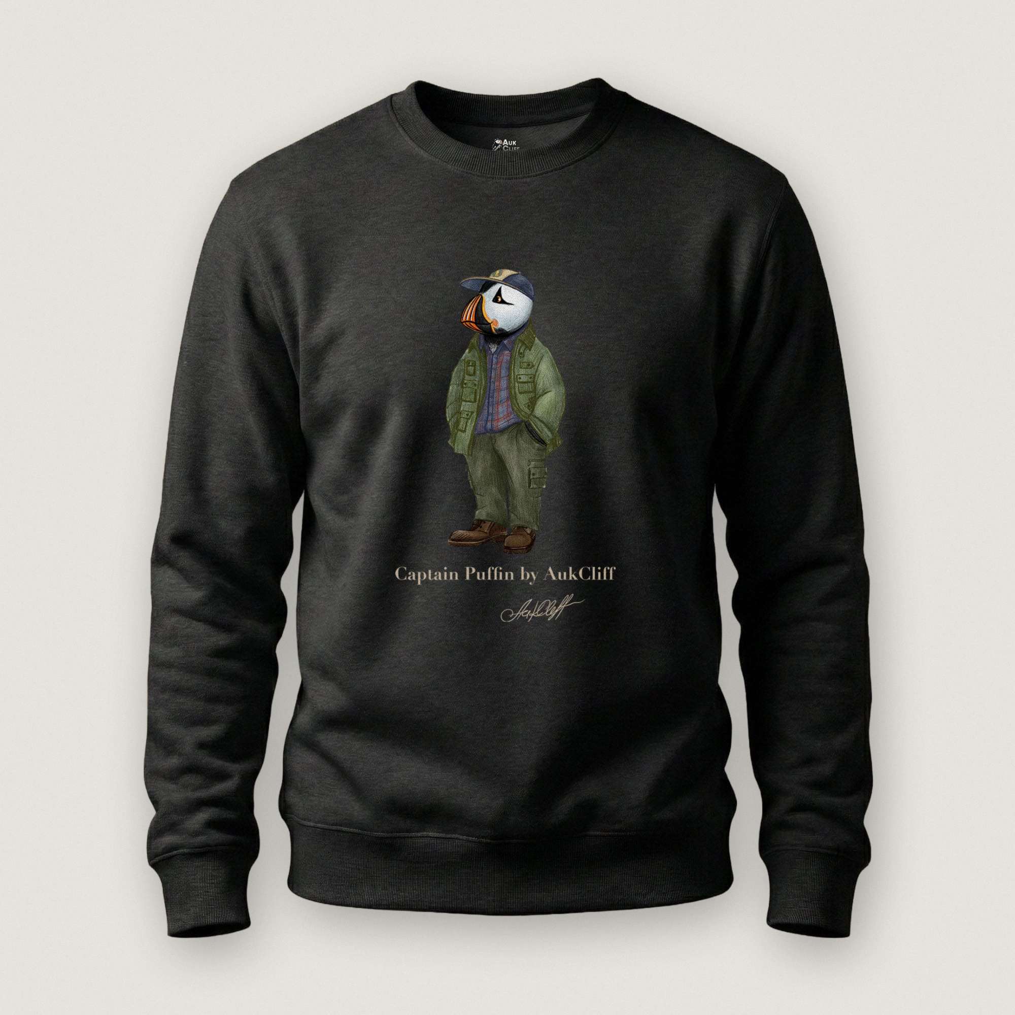 AukCliff® Captain Puffin Sweatshirt Black / S Captain Puffin “Pacific Northwest Trailkeeper” Sweatshirt
