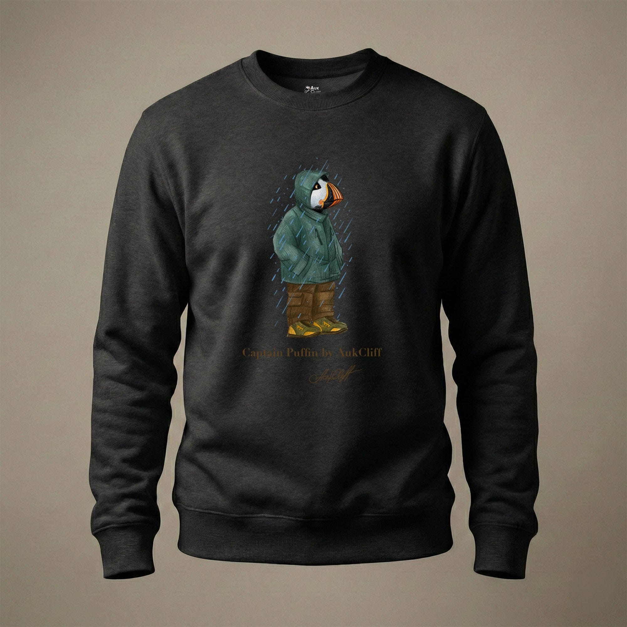 AukCliff Captain Puffin Sweatshirt Black / S Captain Puffin™ “Rainy Day Rambler” Sweatshirt
