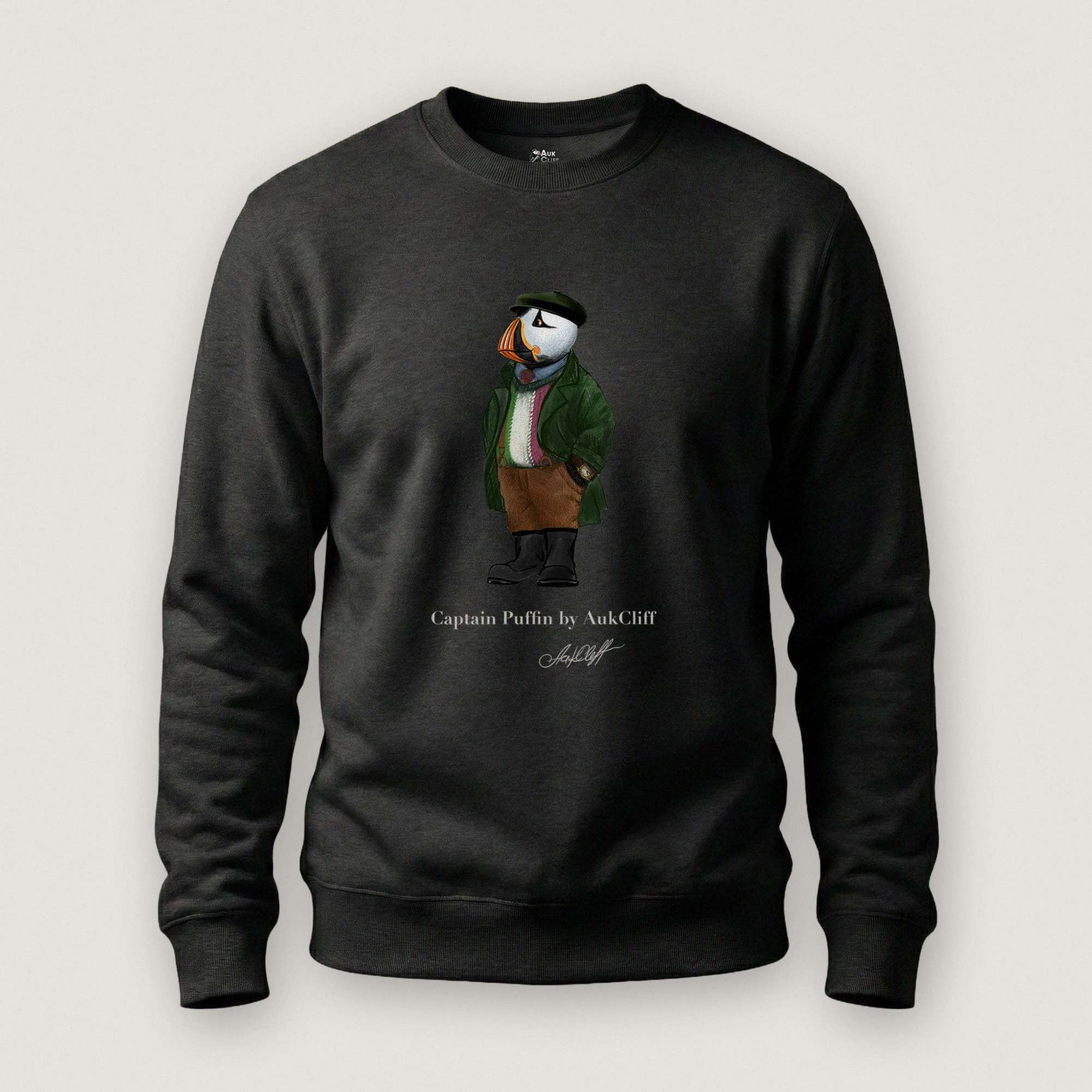 AukCliff® Captain Puffin Sweatshirt Black / S Captain Puffin™ Republic of Newfoundland Sweatshirt
