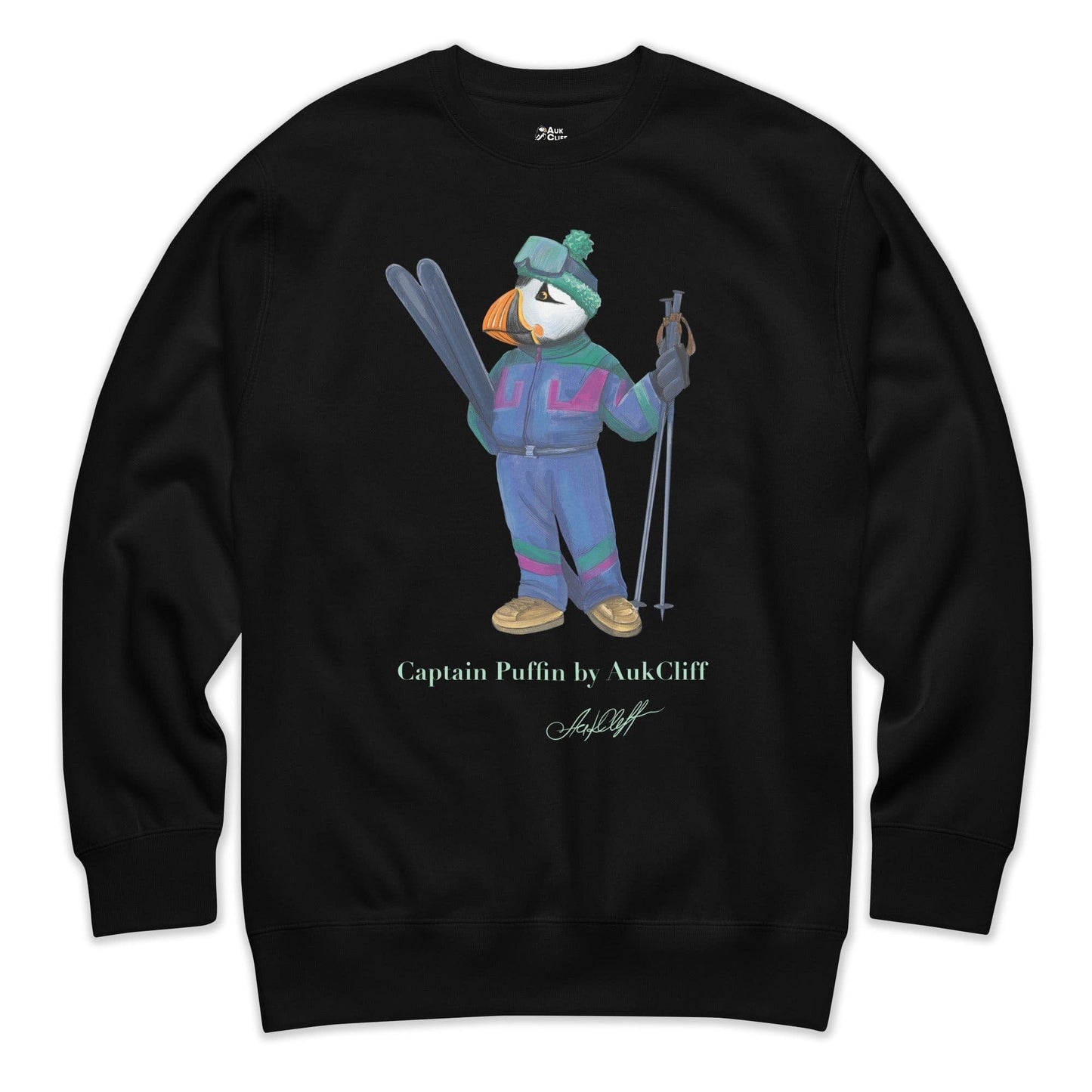 AukCliff Captain Puffin Sweatshirt Black / S Captain Puffin™ Retro Ski Sweatshirt