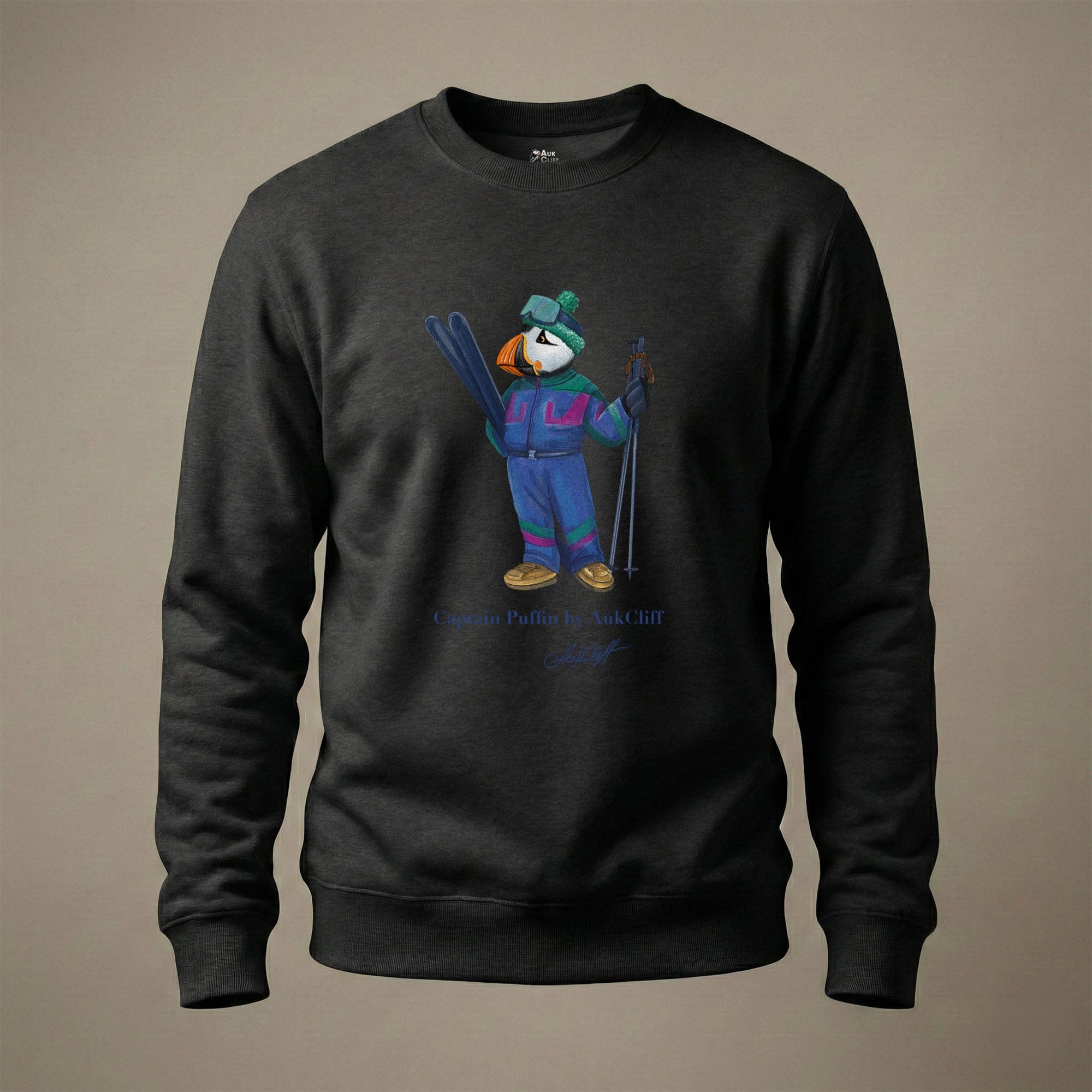 AukCliff Captain Puffin Sweatshirt Black / S Captain Puffin™ Retro Ski Sweatshirt
