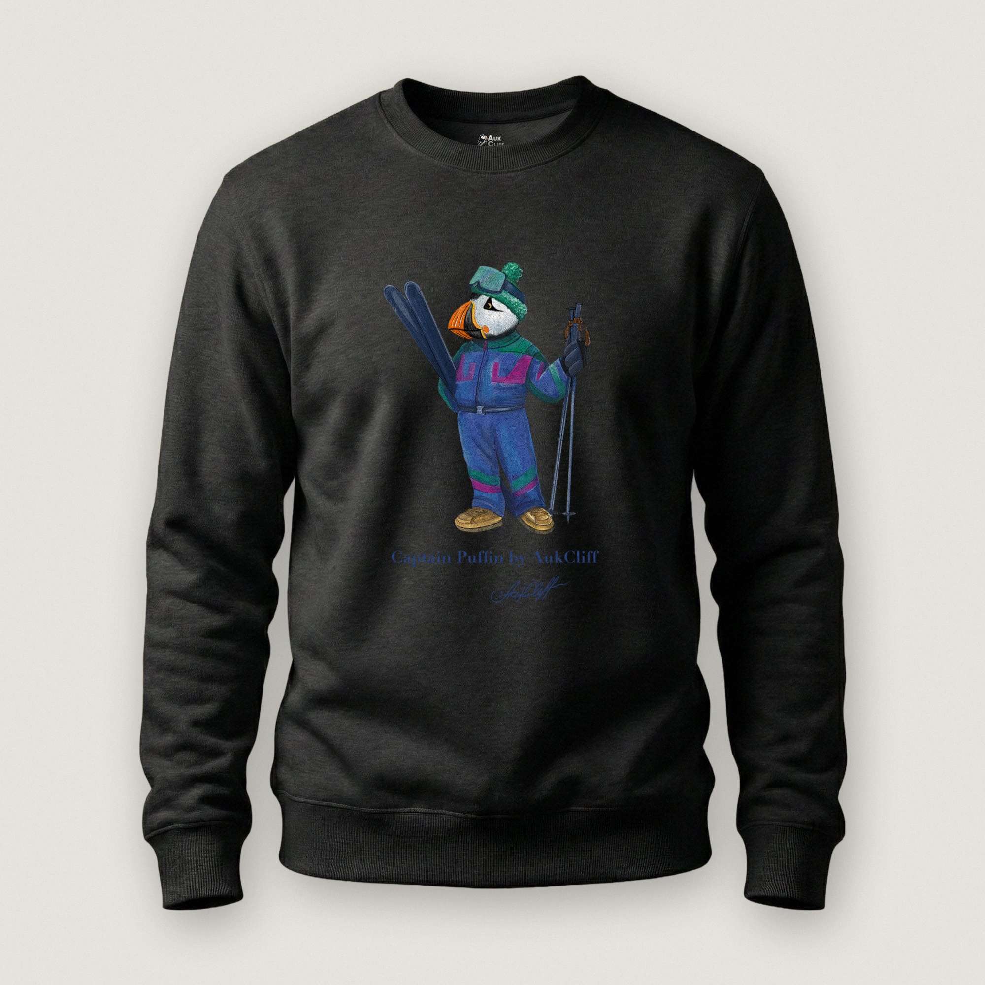AukCliff Captain Puffin Sweatshirt Black / S Captain Puffin™ Retro Ski Sweatshirt
