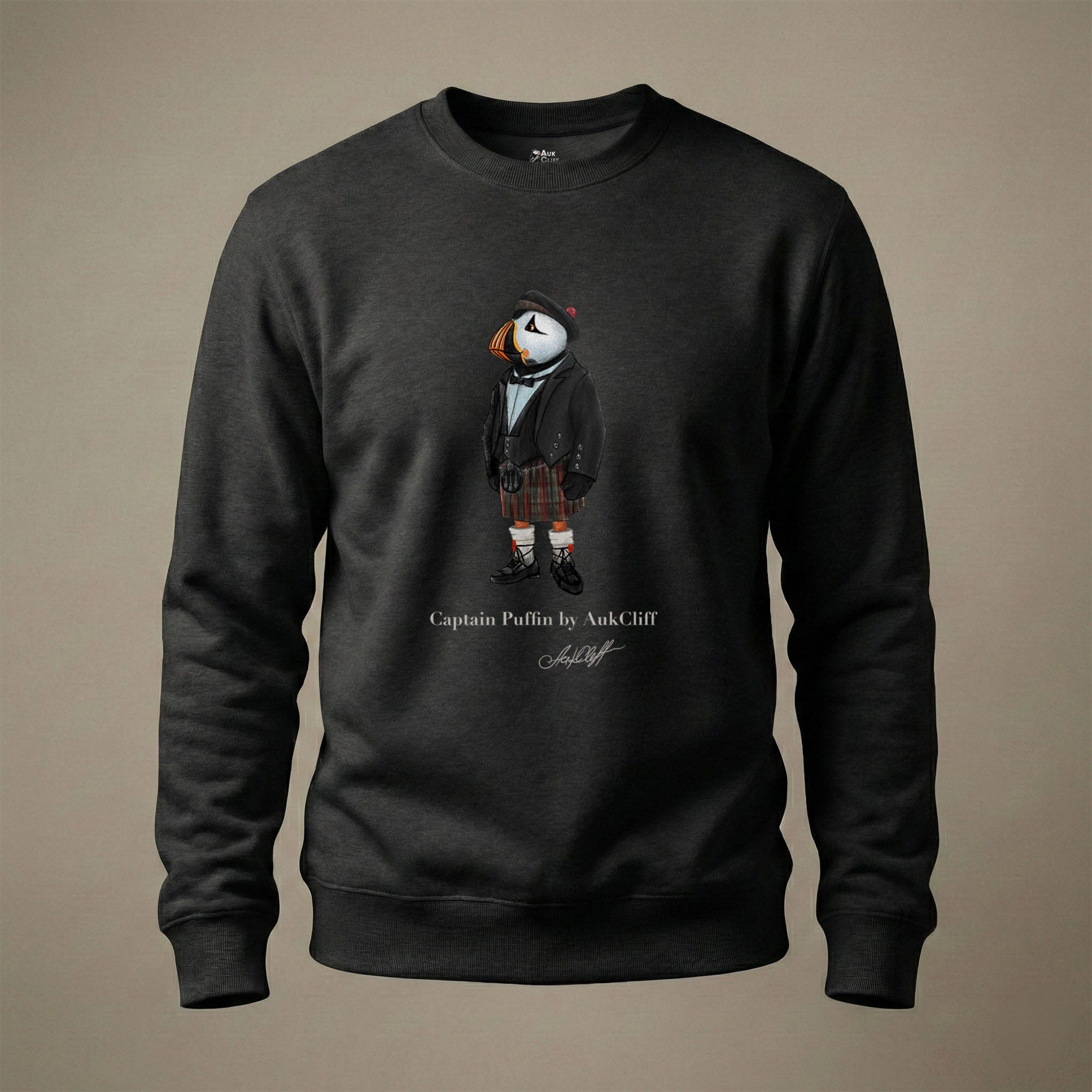 AukCliff® Captain Puffin Sweatshirt Black / S Captain Puffin™ Scottish Heritage Sweatshirt