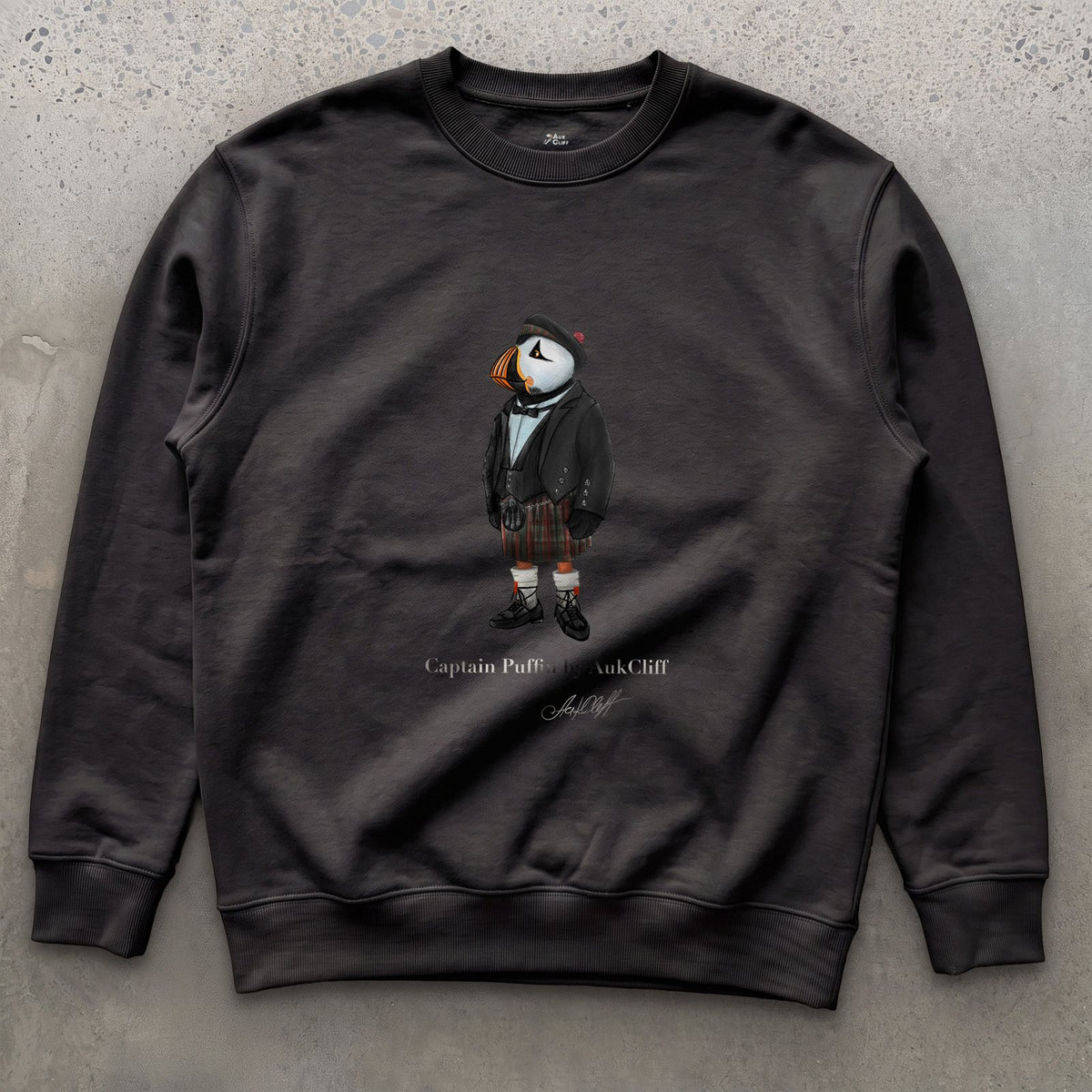 AukCliff® Captain Puffin Sweatshirt Black / S Captain Puffin™ Scottish Heritage Sweatshirt