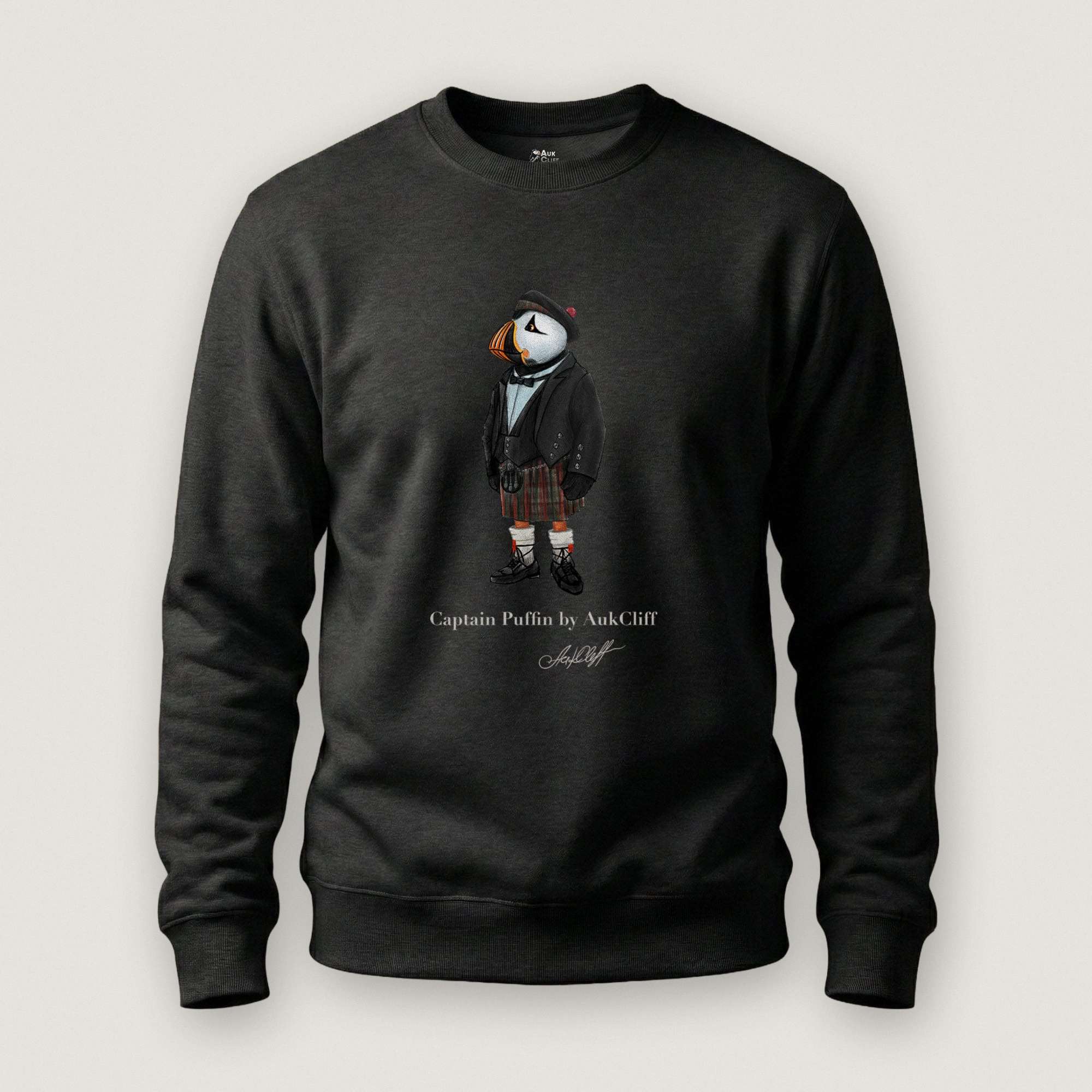 AukCliff® Captain Puffin Sweatshirt Black / S Captain Puffin™ Scottish Heritage Sweatshirt
