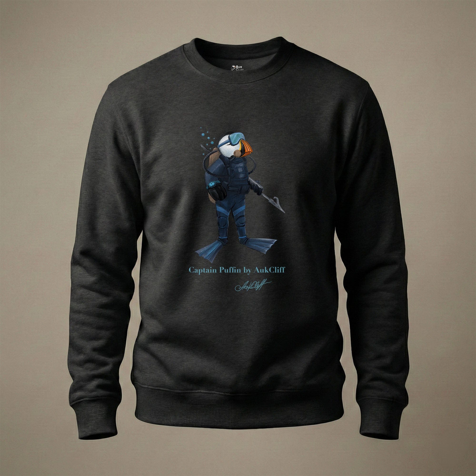 AukCliff Captain Puffin Sweatshirt Black / S Captain Puffin™ Scuba Diver Sweatshirt