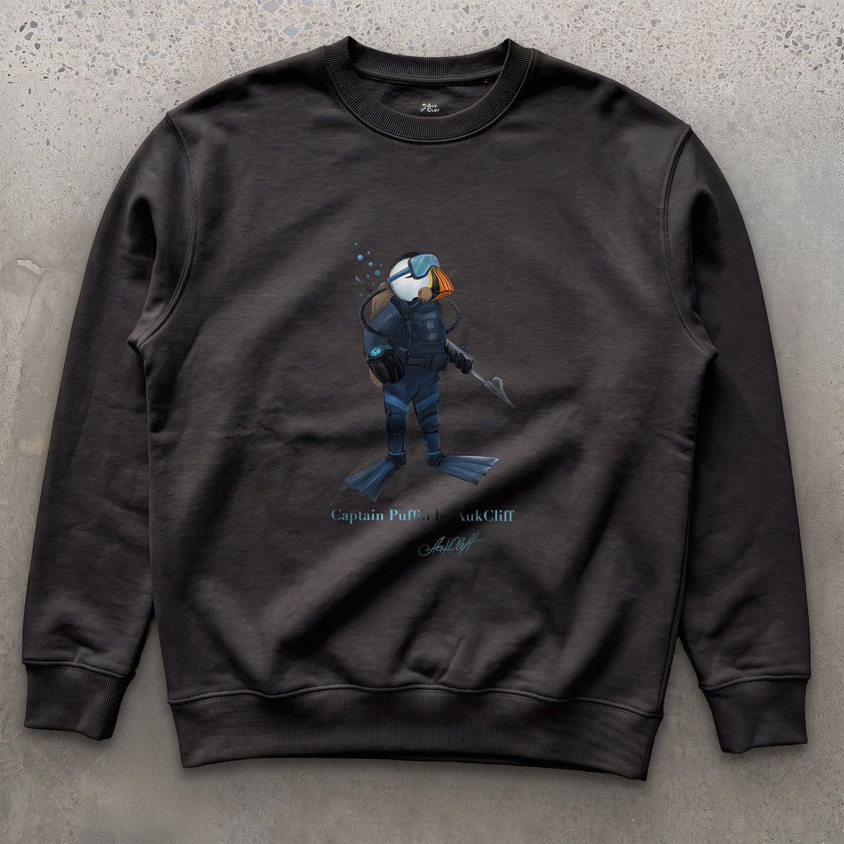 AukCliff Captain Puffin Sweatshirt Black / S Captain Puffin™ Scuba Diver Sweatshirt
