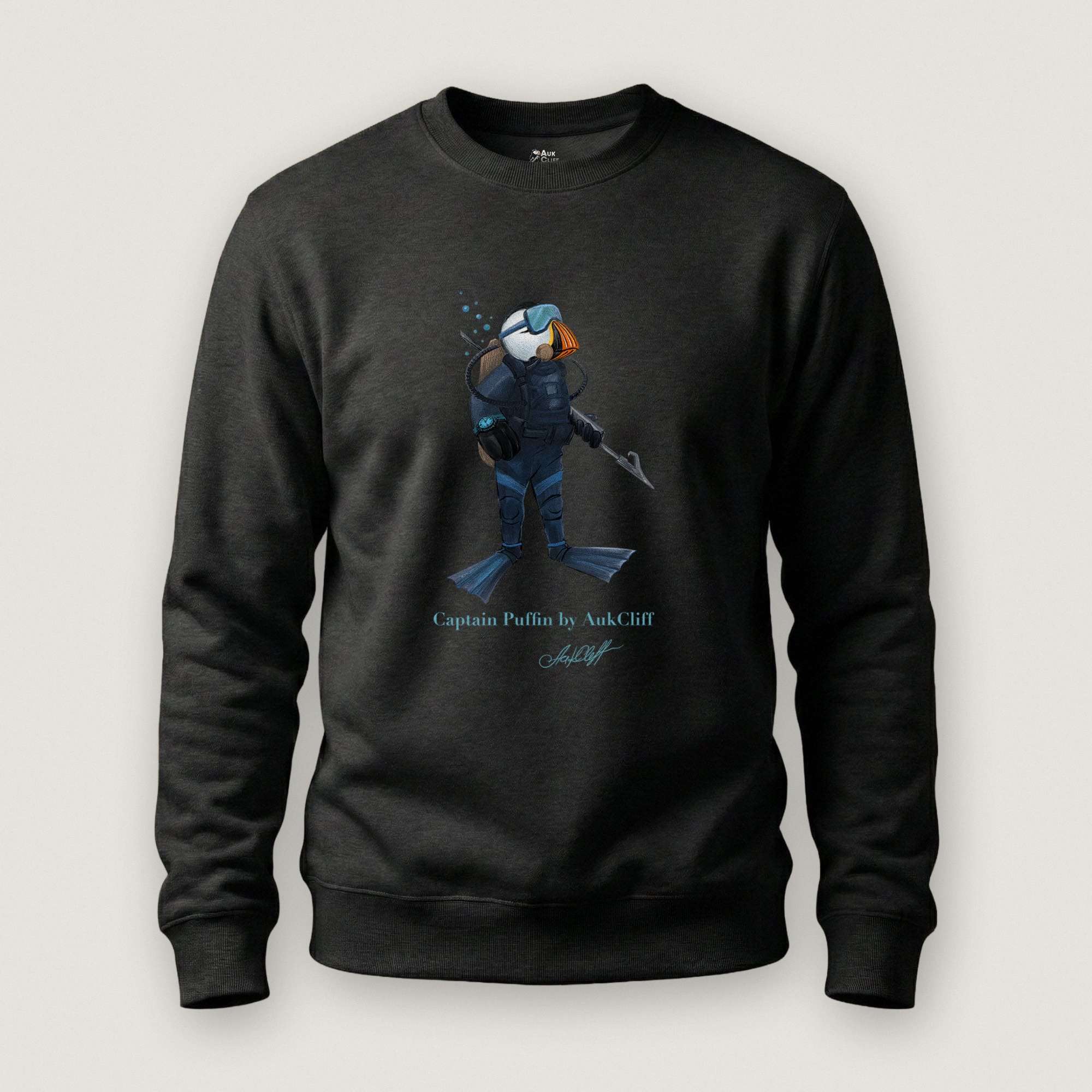AukCliff Captain Puffin Sweatshirt Black / S Captain Puffin™ Scuba Diver Sweatshirt