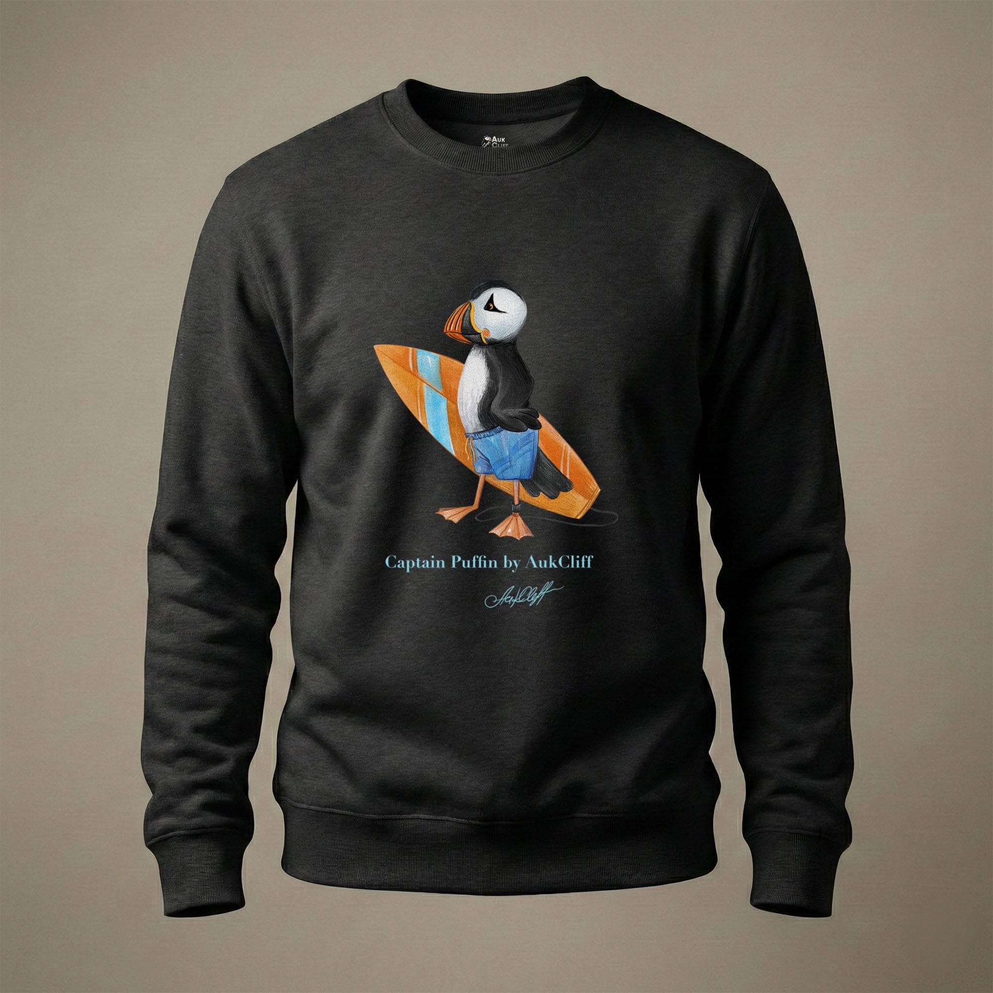 AukCliff Captain Puffin Sweatshirt Black / S Captain Puffin™ Surfer Sweatshirt