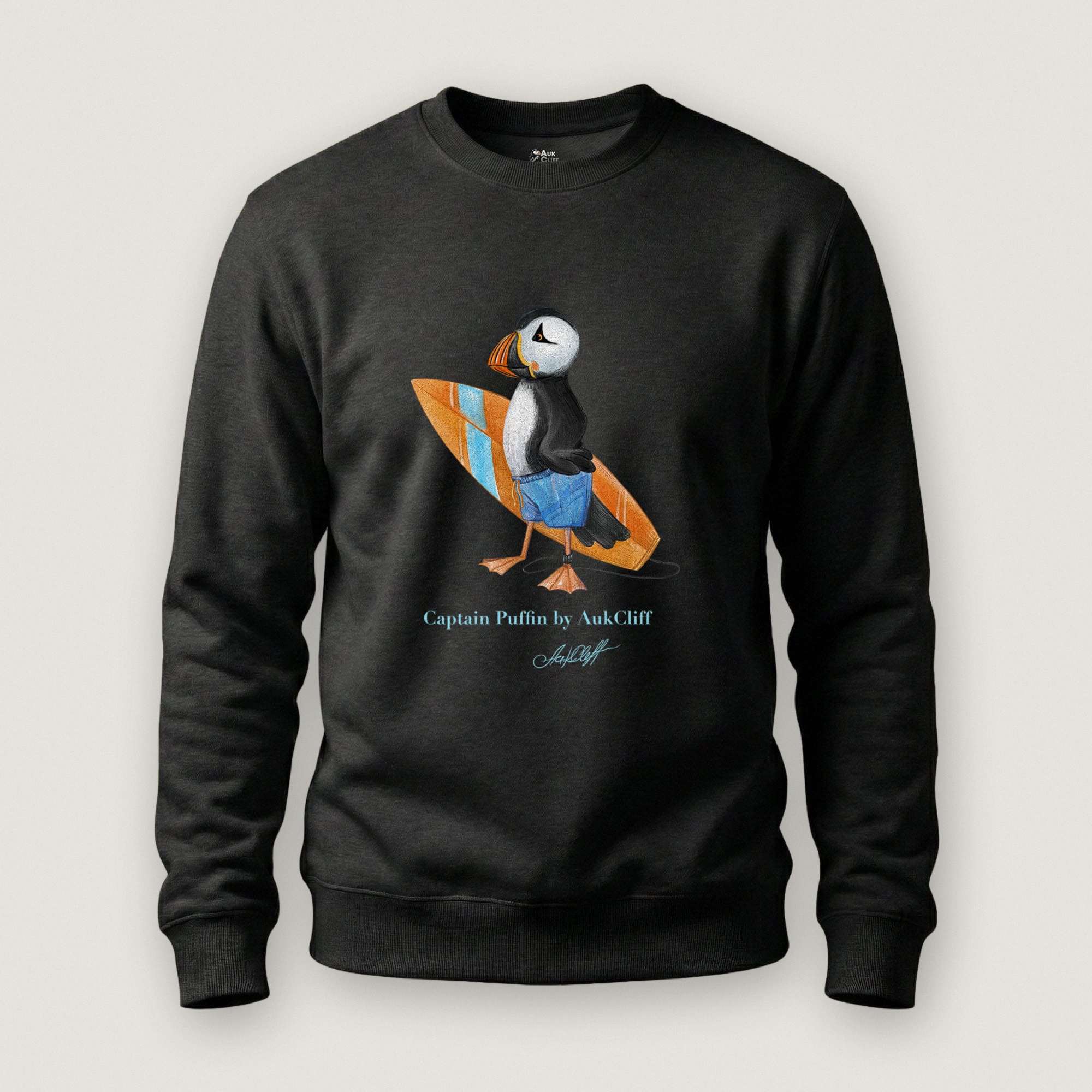 AukCliff Captain Puffin Sweatshirt Black / S Captain Puffin™ Surfer Sweatshirt