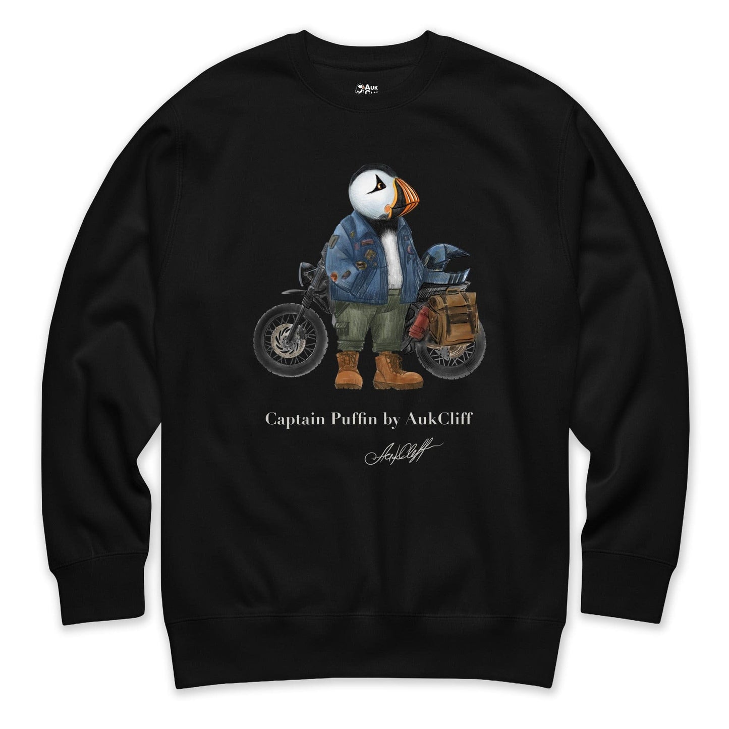 AukCliff Captain Puffin Sweatshirt Black / S Captain Puffin™ “The Adventure Motorcyclist” Sweatshirt