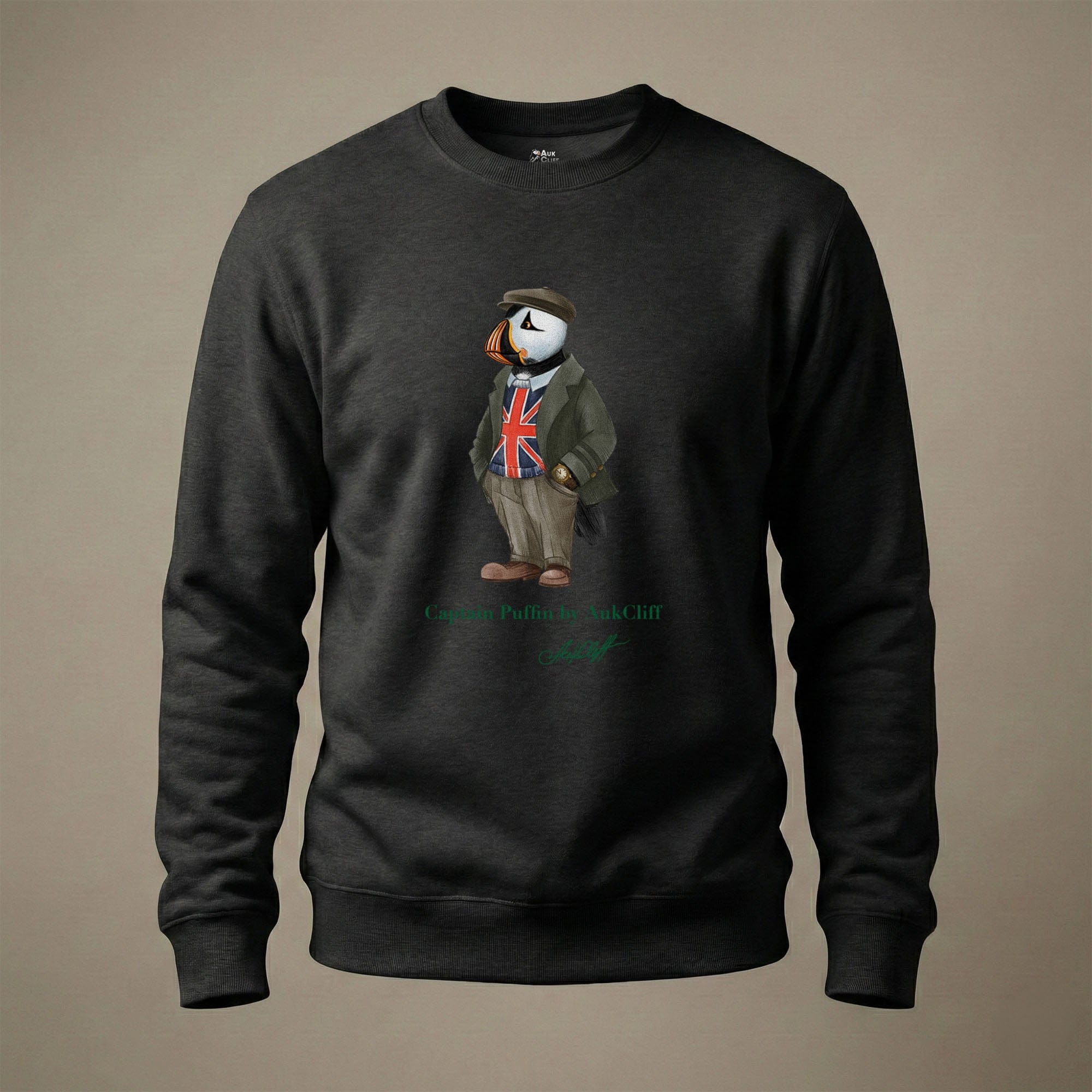 AukCliff Captain Puffin Sweatshirt Black / S Captain Puffin™ “The British Explorer” Sweatshirt