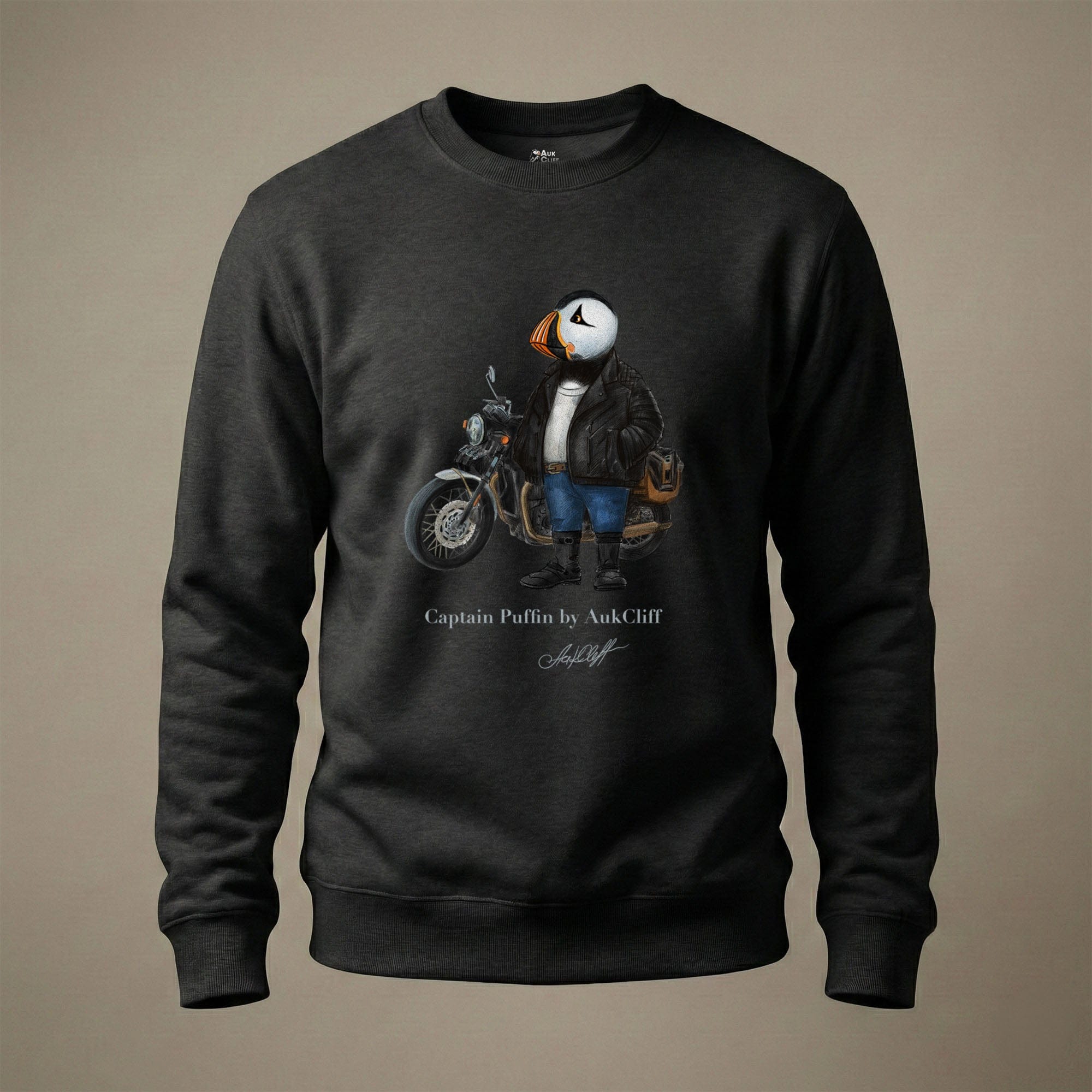 AukCliff Captain Puffin Sweatshirt Black / S Captain Puffin™ “The Café Racer” Sweatshirt