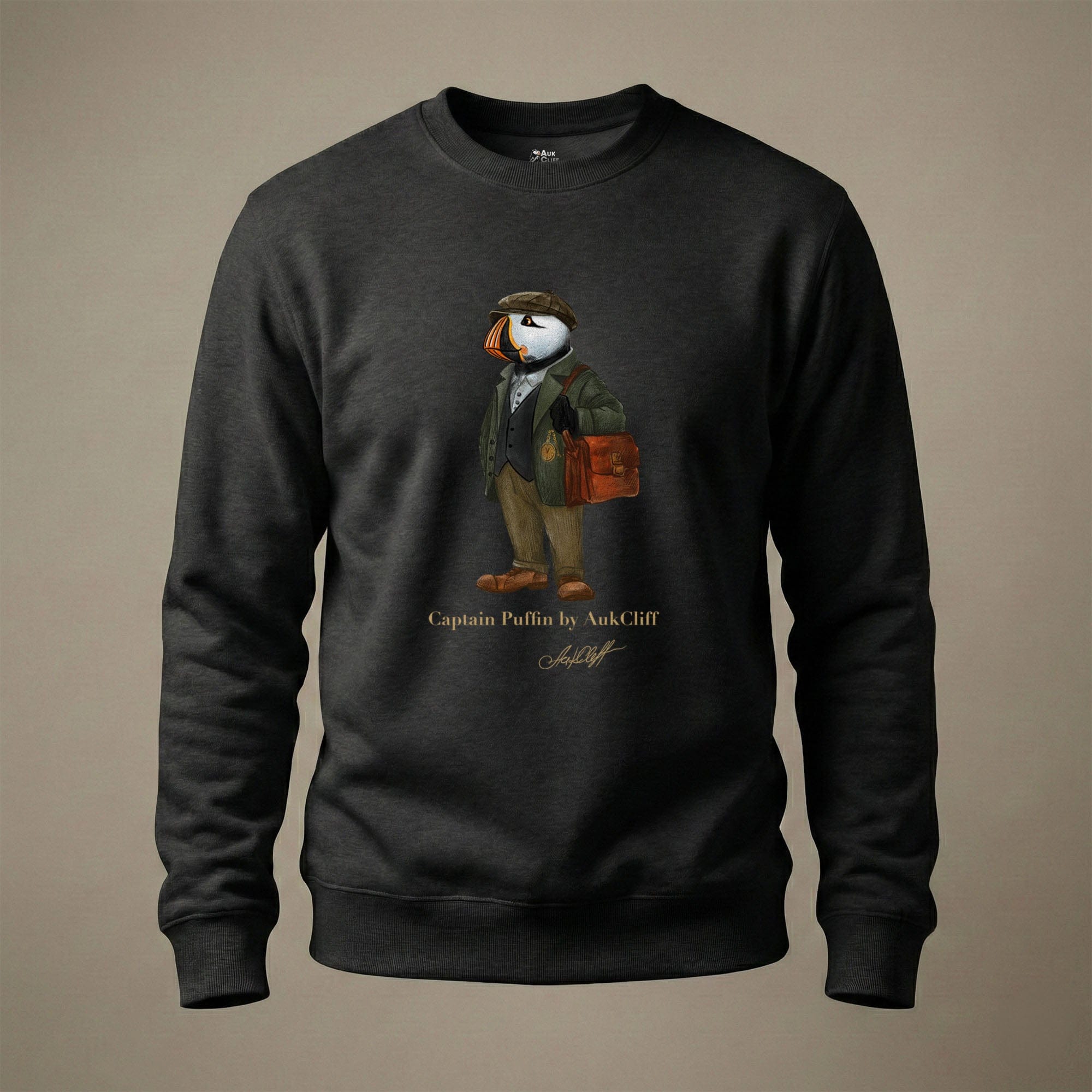 AukCliff Captain Puffin Sweatshirt Black / S Captain Puffin™ “The Vintage Explorer” Sweatshirt