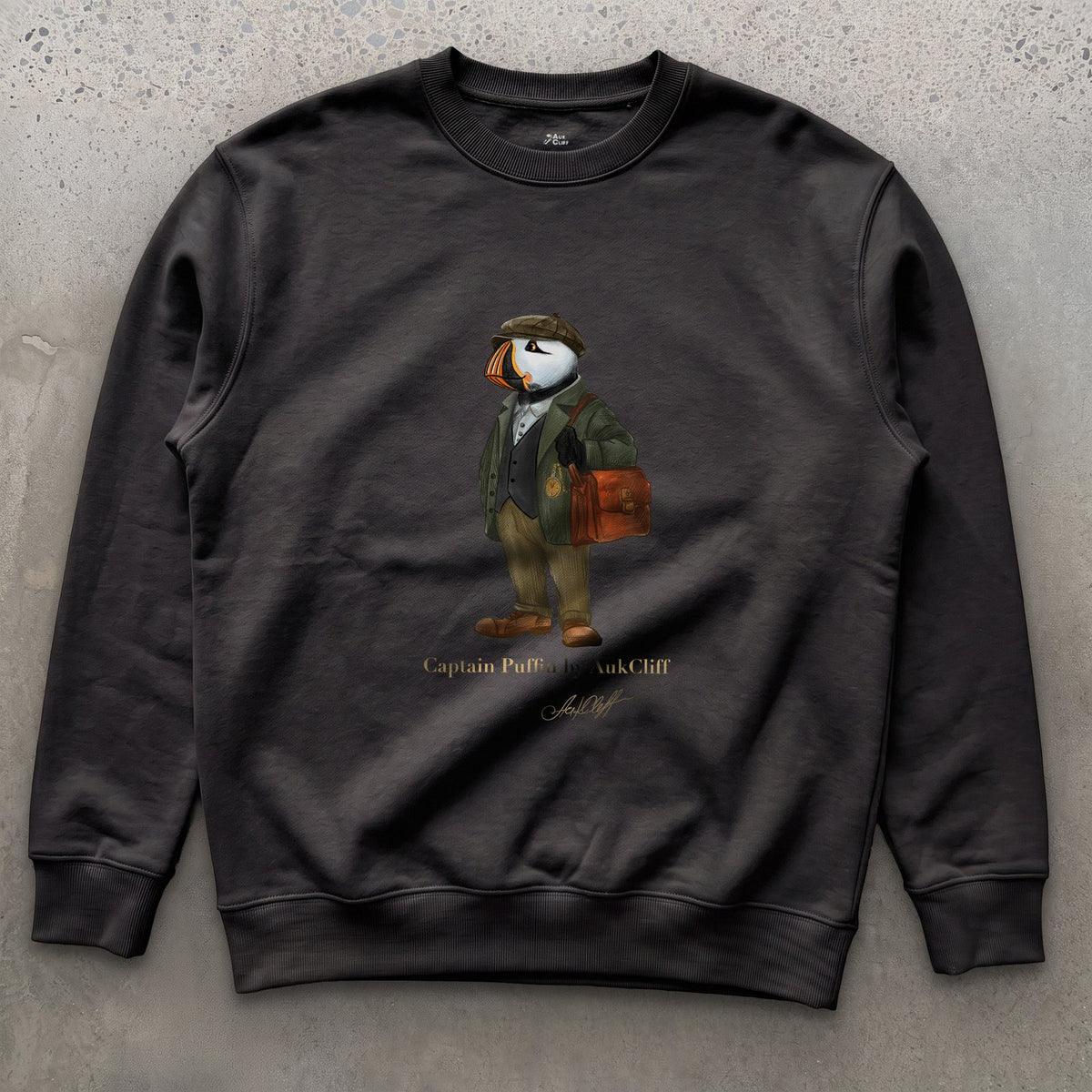 AukCliff Captain Puffin Sweatshirt Black / S Captain Puffin™ “The Vintage Explorer” Sweatshirt