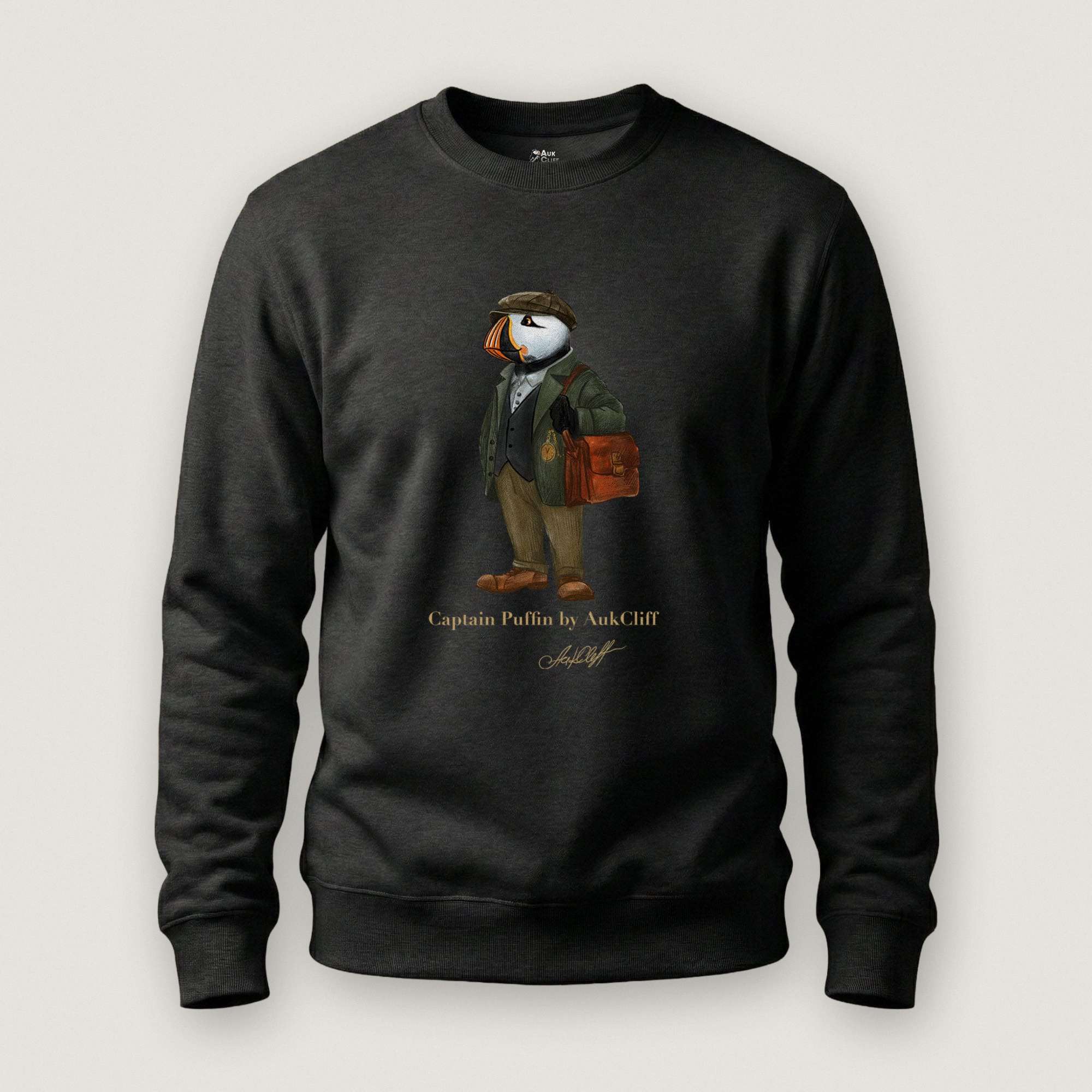 AukCliff Captain Puffin Sweatshirt Black / S Captain Puffin™ “The Vintage Explorer” Sweatshirt