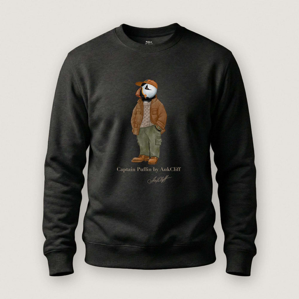 AukCliff® Captain Puffin Sweatshirt Black / S Captain Puffin “UK Rambler” Sweatshirt